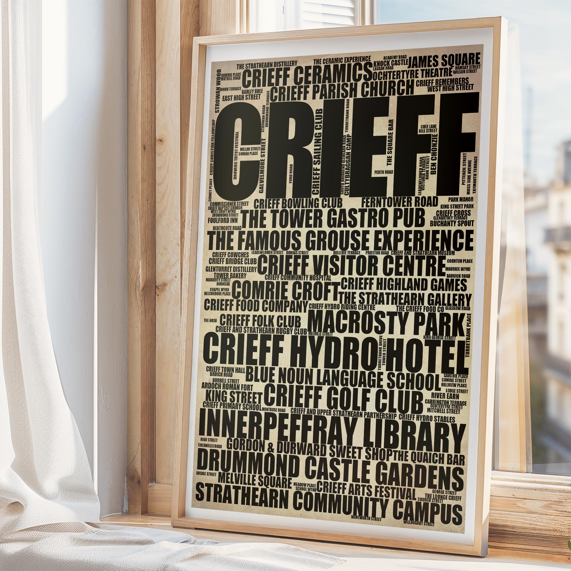 Crieff - Premium Typographic Word Cloud Prints, Posters & Gifts