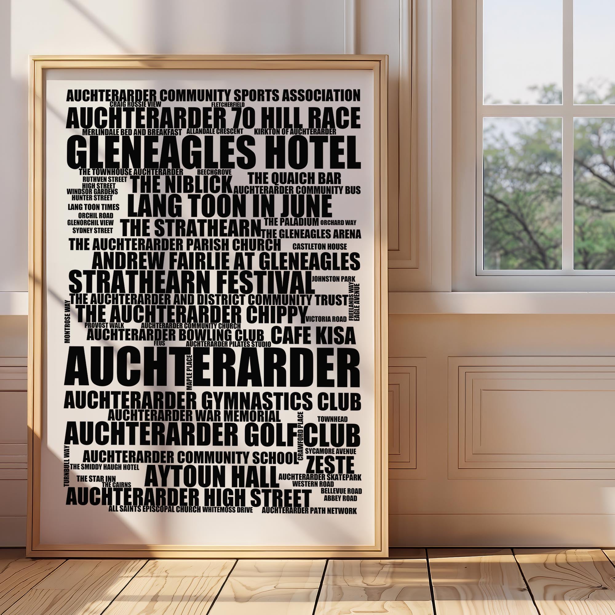 Auchterarder - Premium Typographic Word Cloud Prints, Posters & Gifts