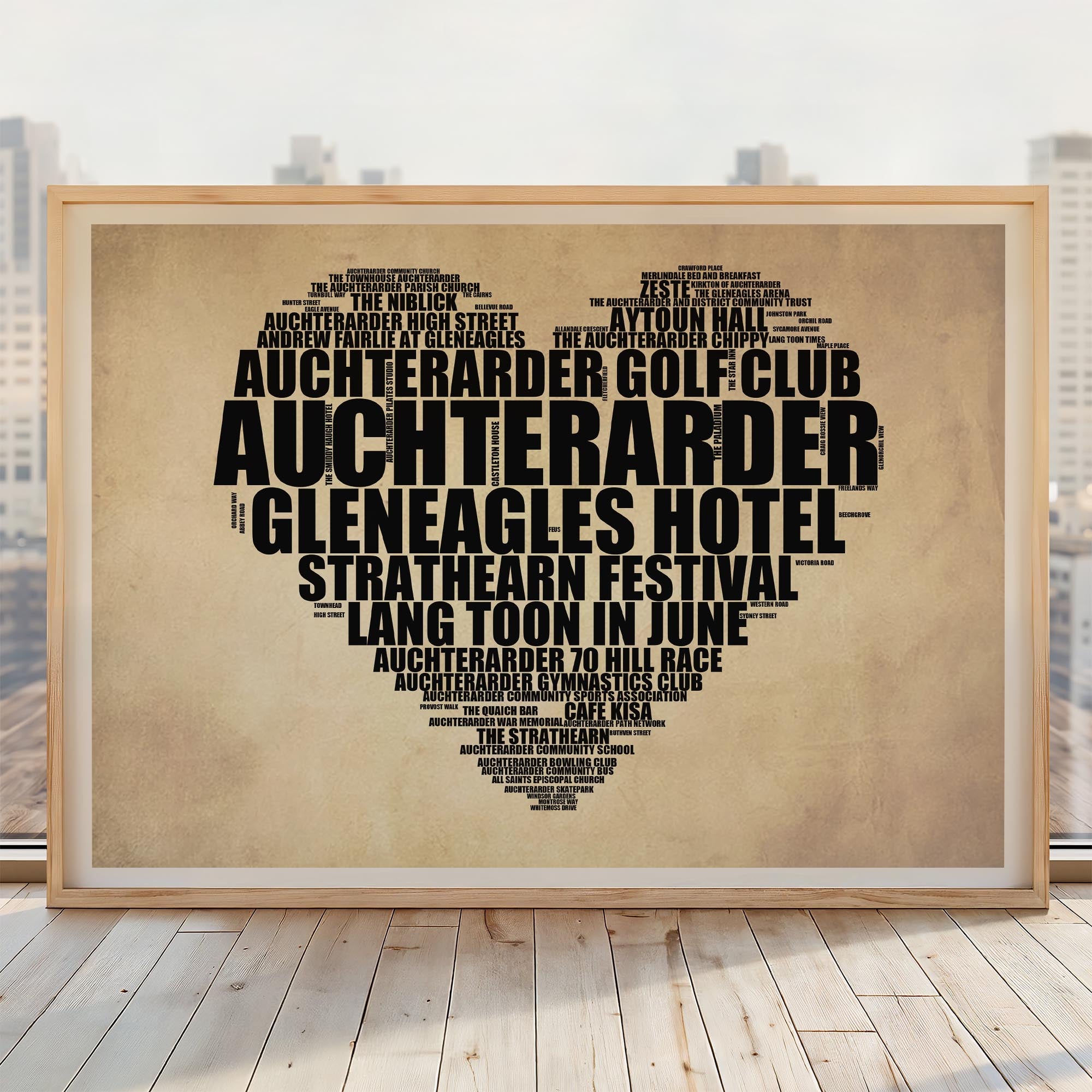 Auchterarder - Premium Typographic Word Cloud Prints, Posters & Gifts