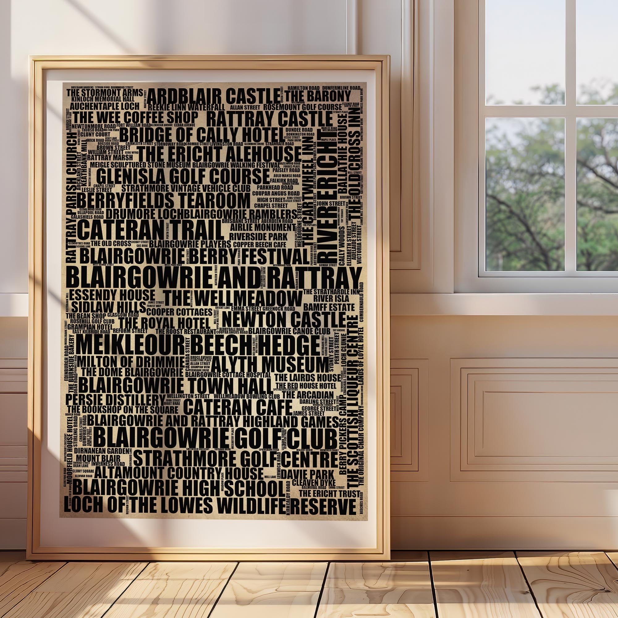 Blairgowrie and Rattray - Premium Typographic Word Cloud Prints, Posters & Gifts