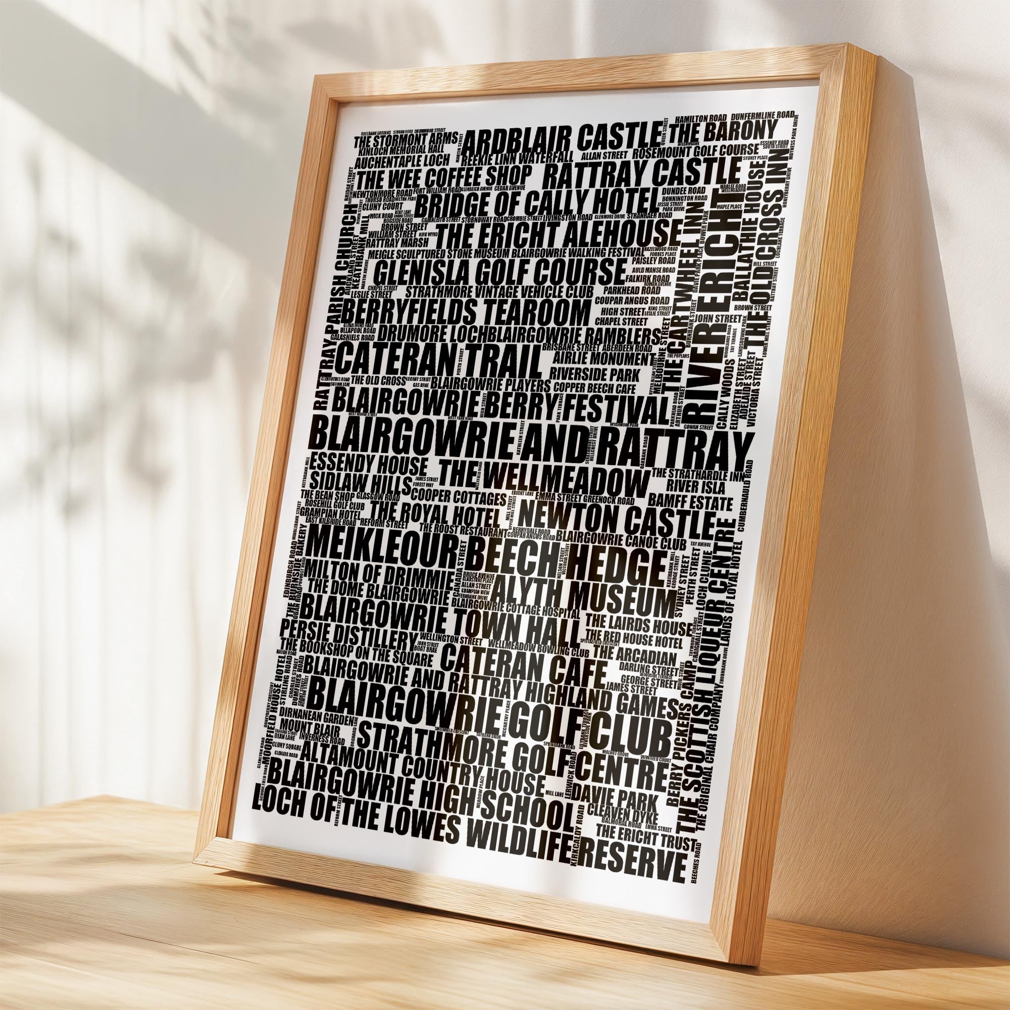 Blairgowrie and Rattray - Premium Typographic Word Cloud Prints, Posters & Gifts