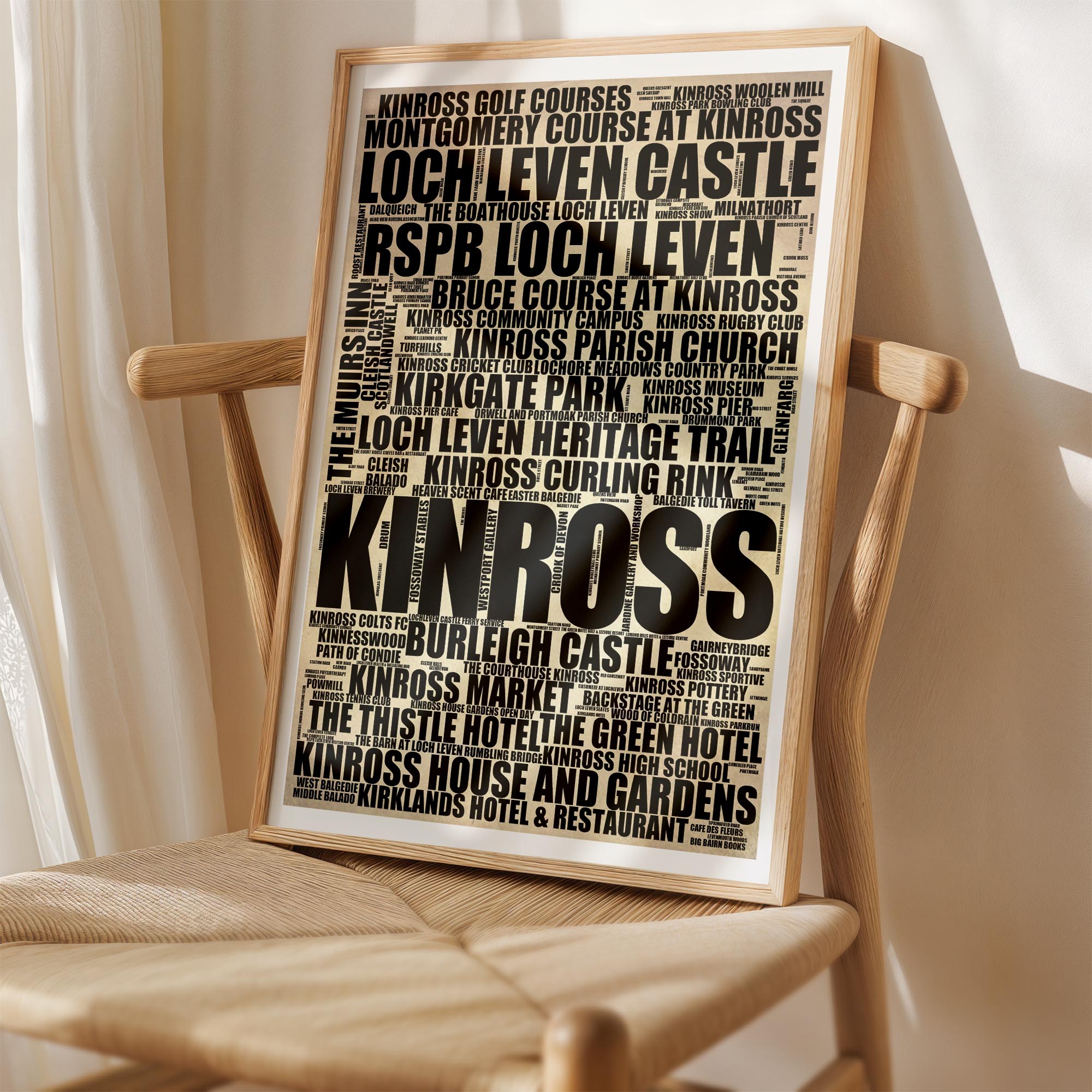 Kinross - Premium Typographic Word Cloud Prints, Posters & Gifts