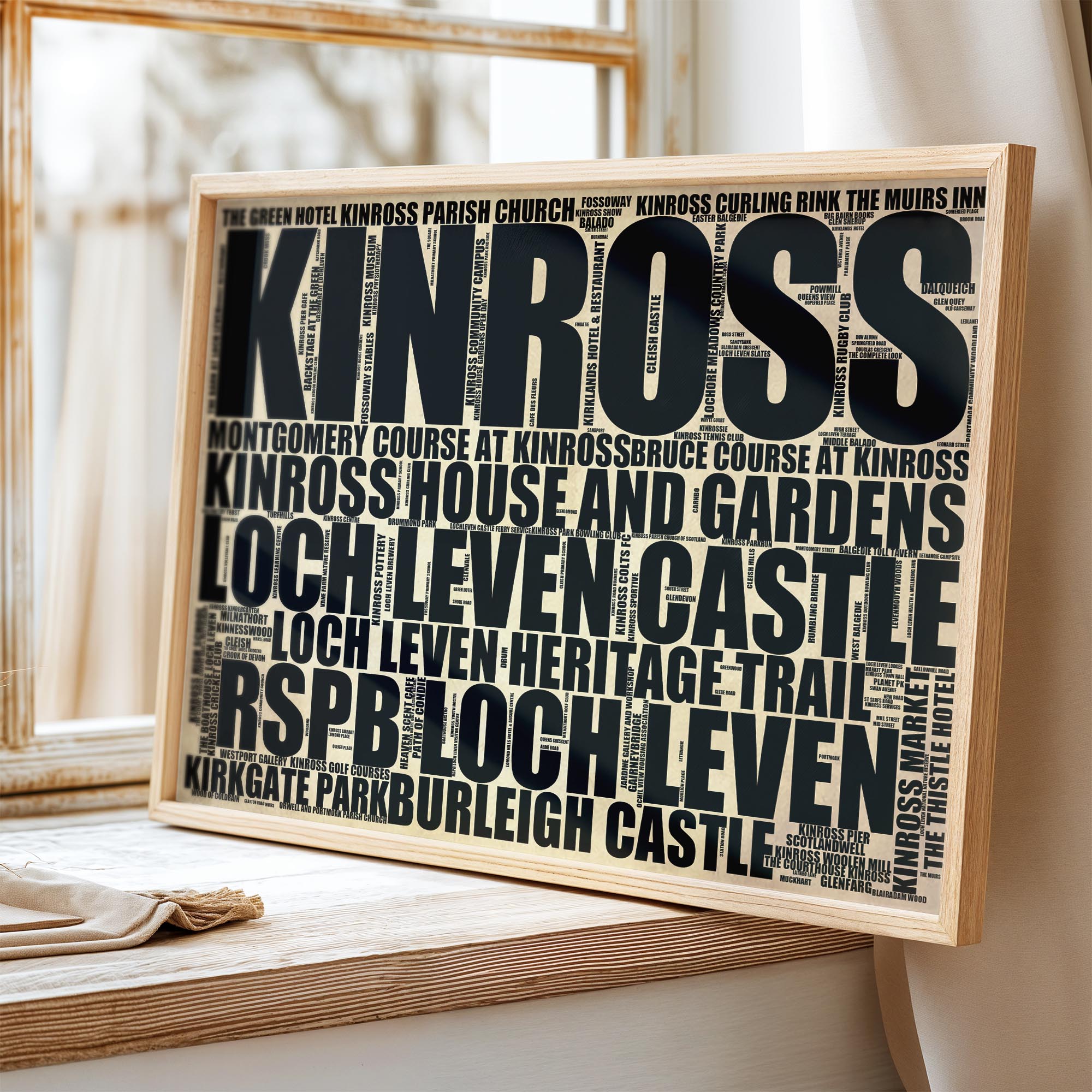 Kinross - Premium Typographic Word Cloud Prints, Posters & Gifts