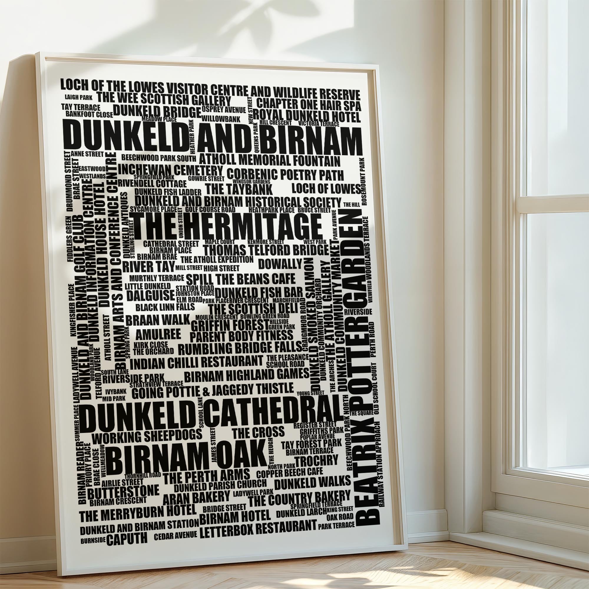 Dunkeld and Birnam - Premium Typographic Word Cloud Prints, Posters & Gifts