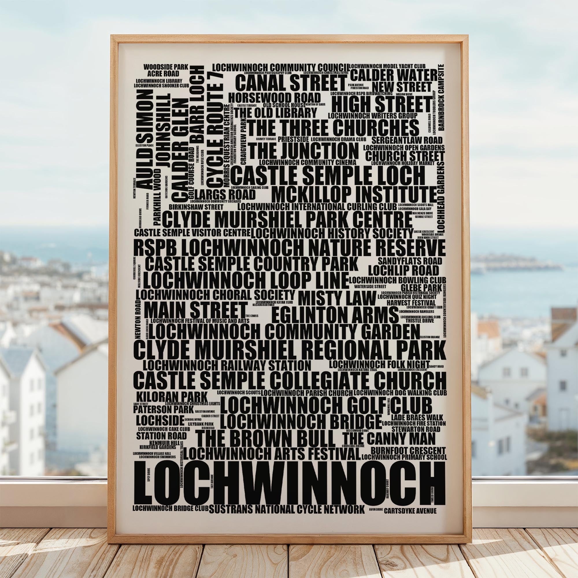 Lochwinnoch - Premium Typographic Word Cloud Prints, Posters & Gifts