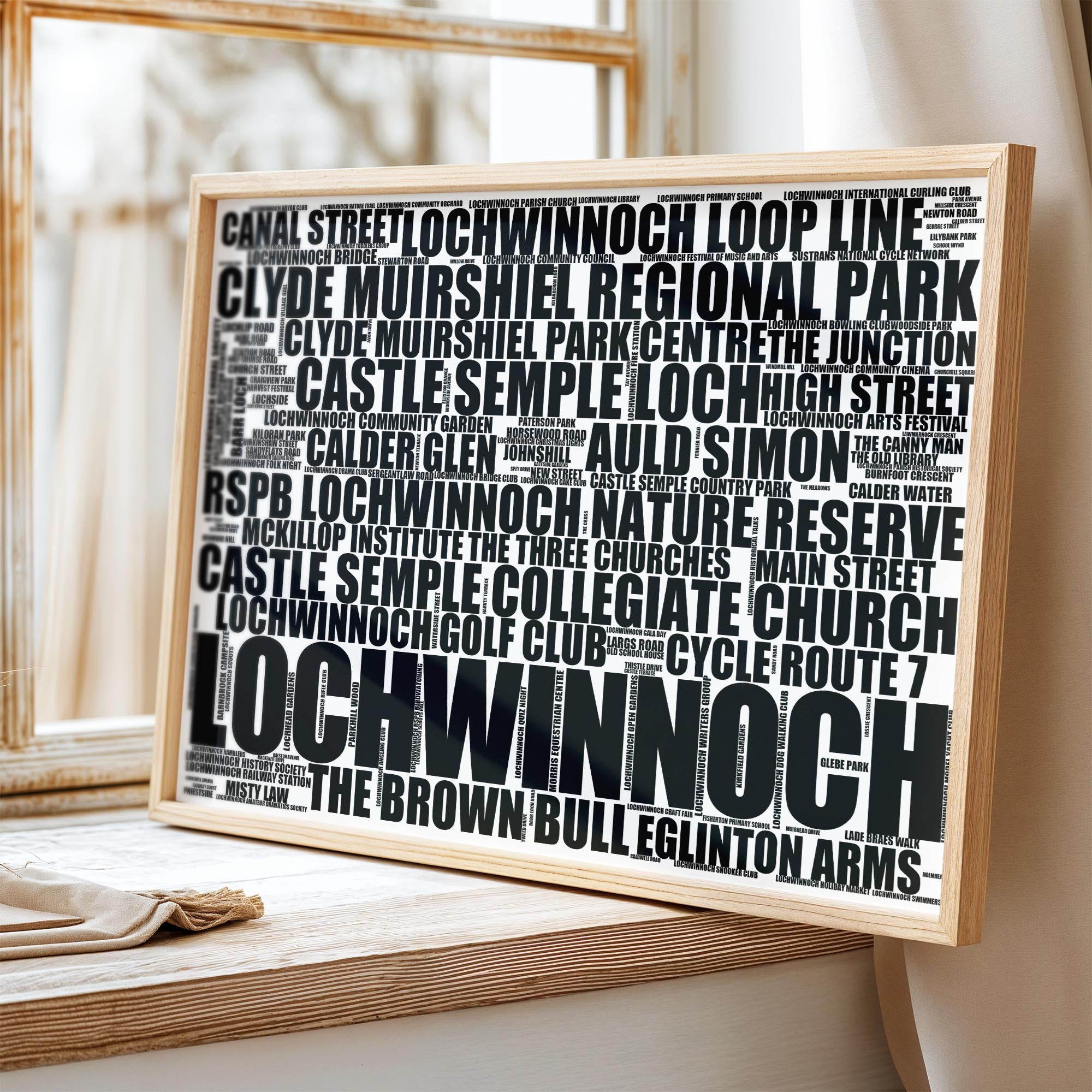 Lochwinnoch - Premium Typographic Word Cloud Prints, Posters & Gifts