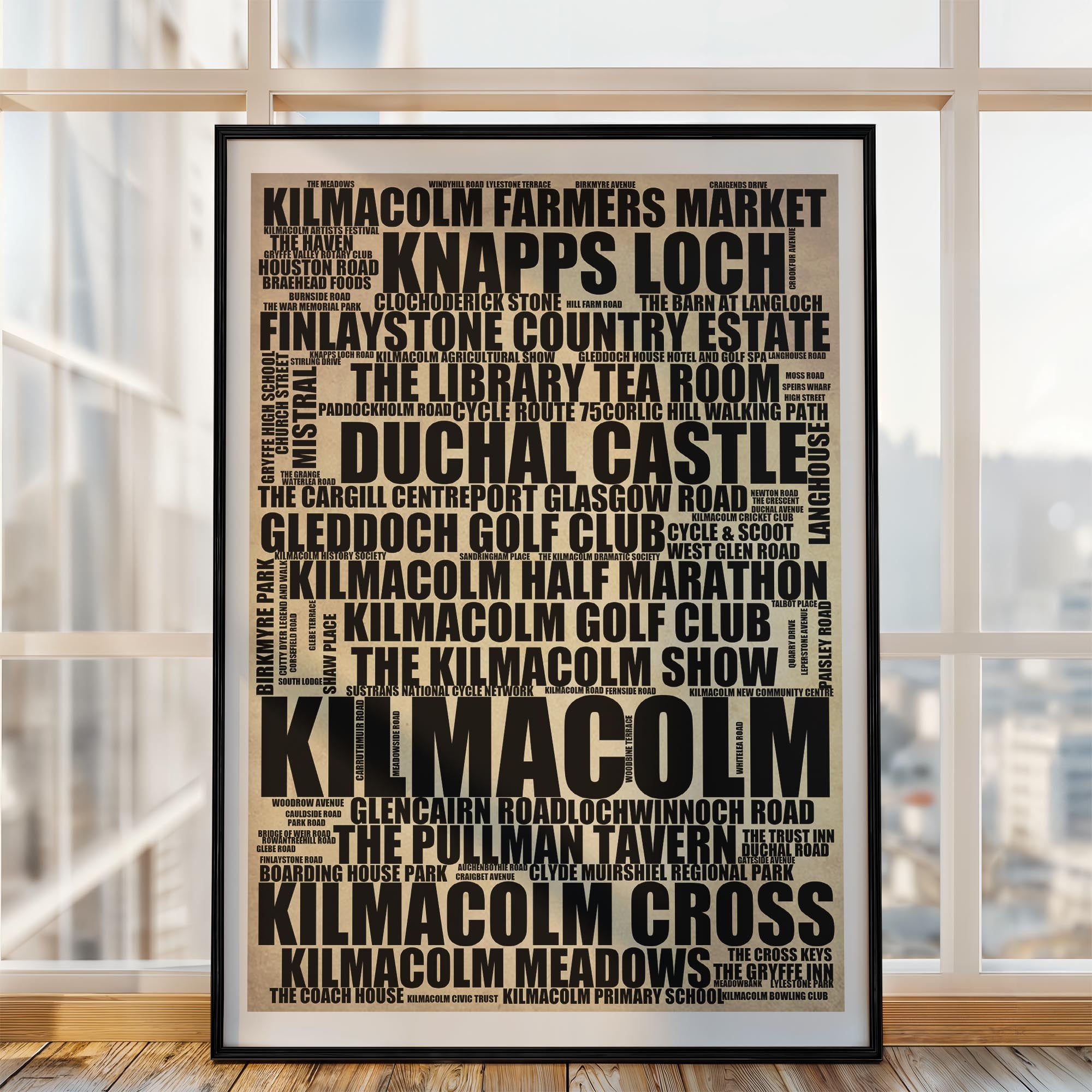 Kilmacolm - Premium Typographic Word Cloud Prints, Posters & Gifts