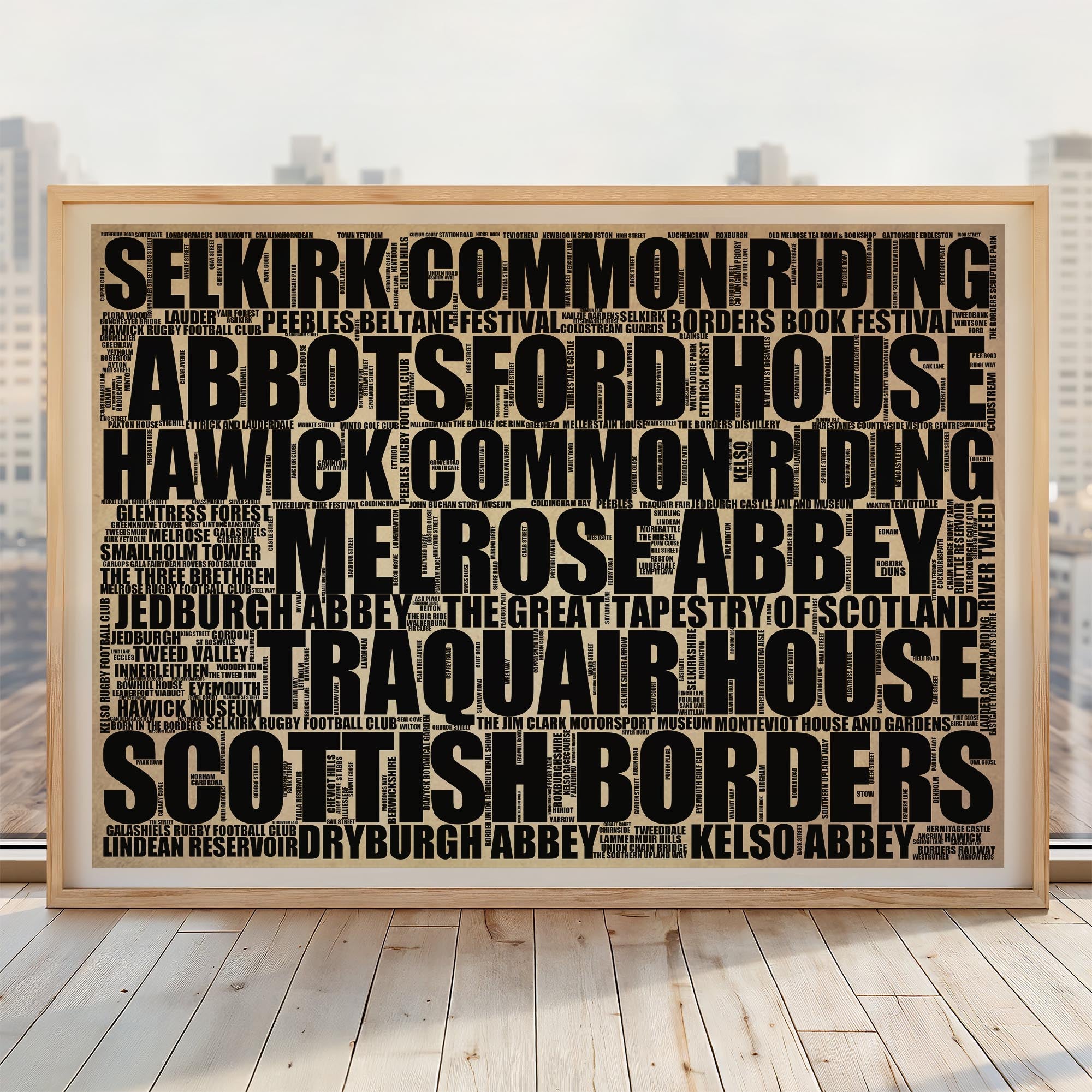 Scottish Borders - Premium Typographic Word Cloud Prints, Posters & Gifts