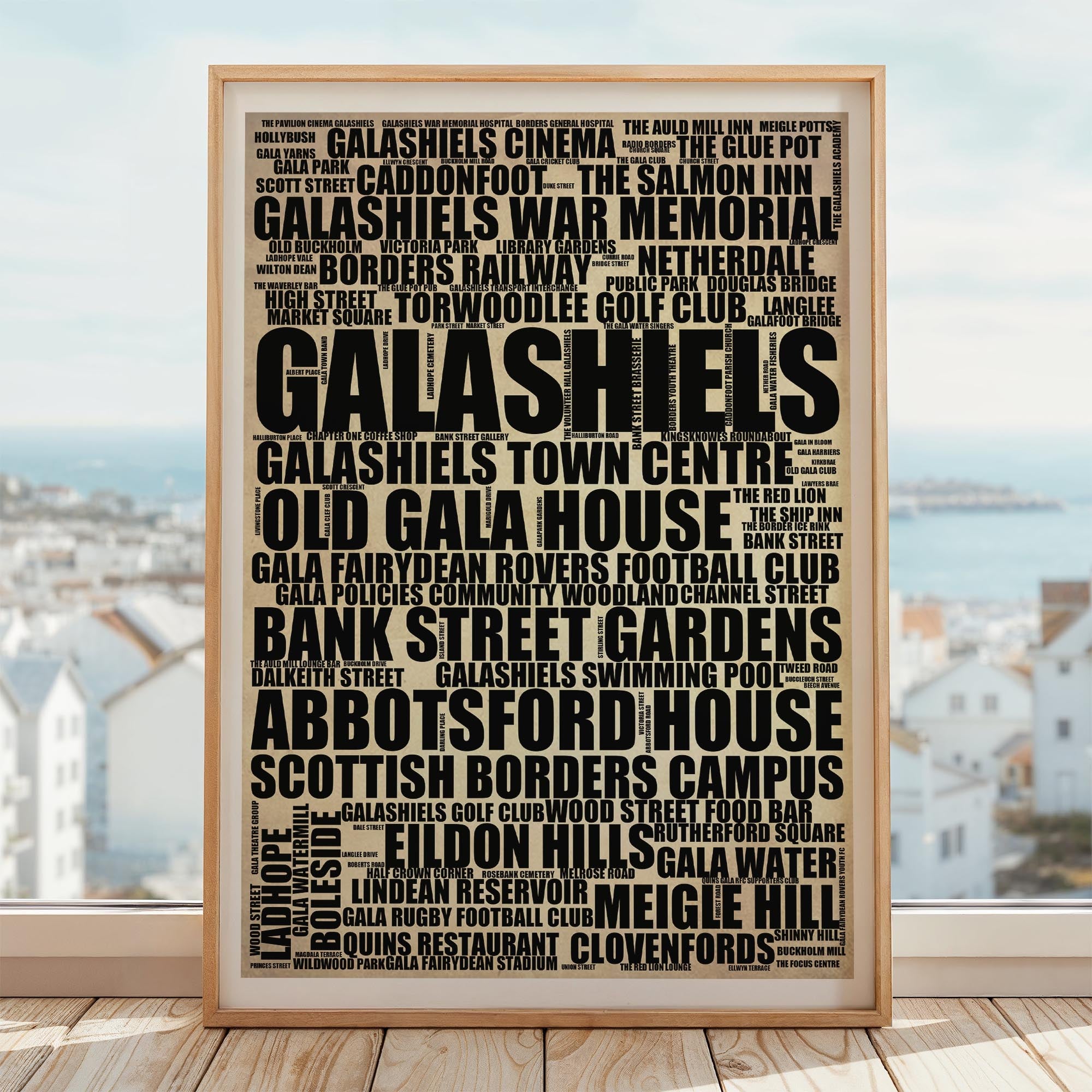 Galashiels - Premium Typographic Word Cloud Prints, Posters & Gifts