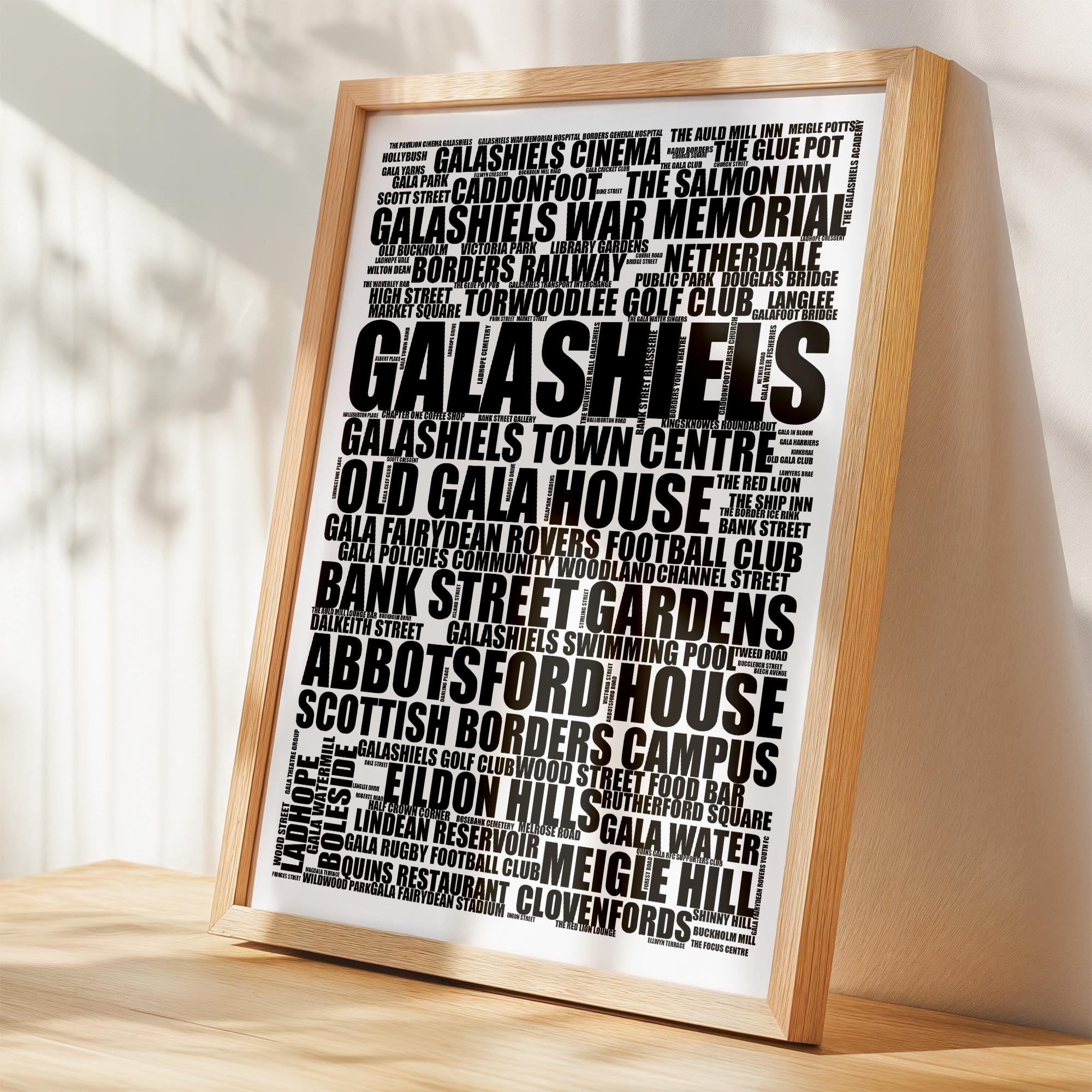 Galashiels - Premium Typographic Word Cloud Prints, Posters & Gifts