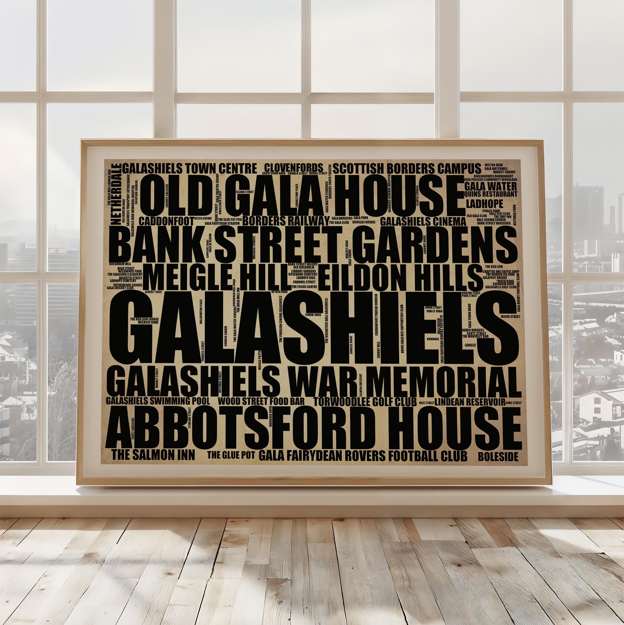 Galashiels - Premium Typographic Word Cloud Prints, Posters & Gifts