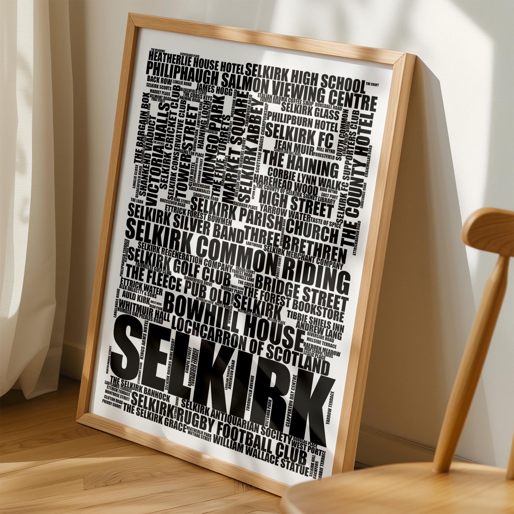 Selkirk - Premium Typographic Word Cloud Prints, Posters & Gifts