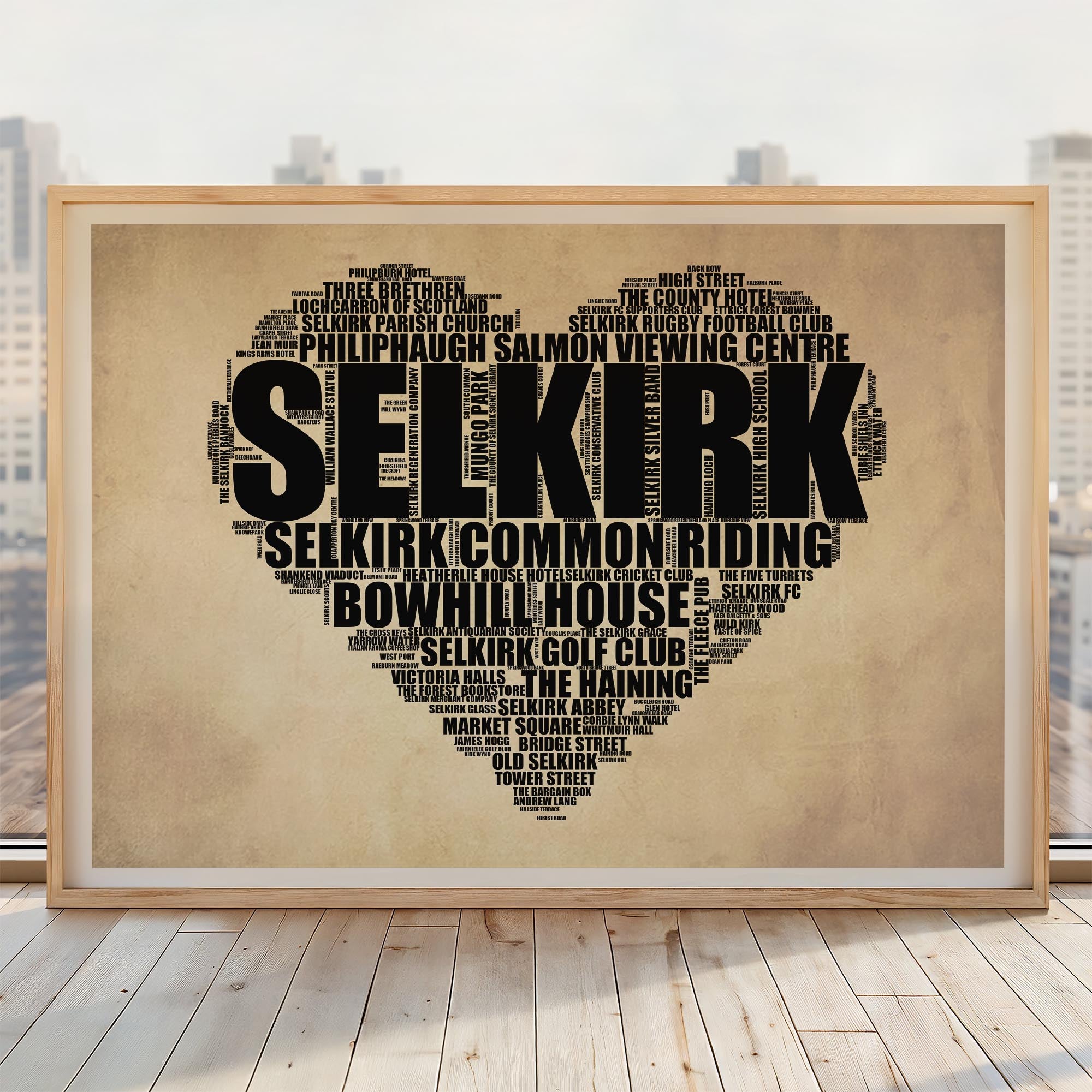 Selkirk - Premium Typographic Word Cloud Prints, Posters & Gifts