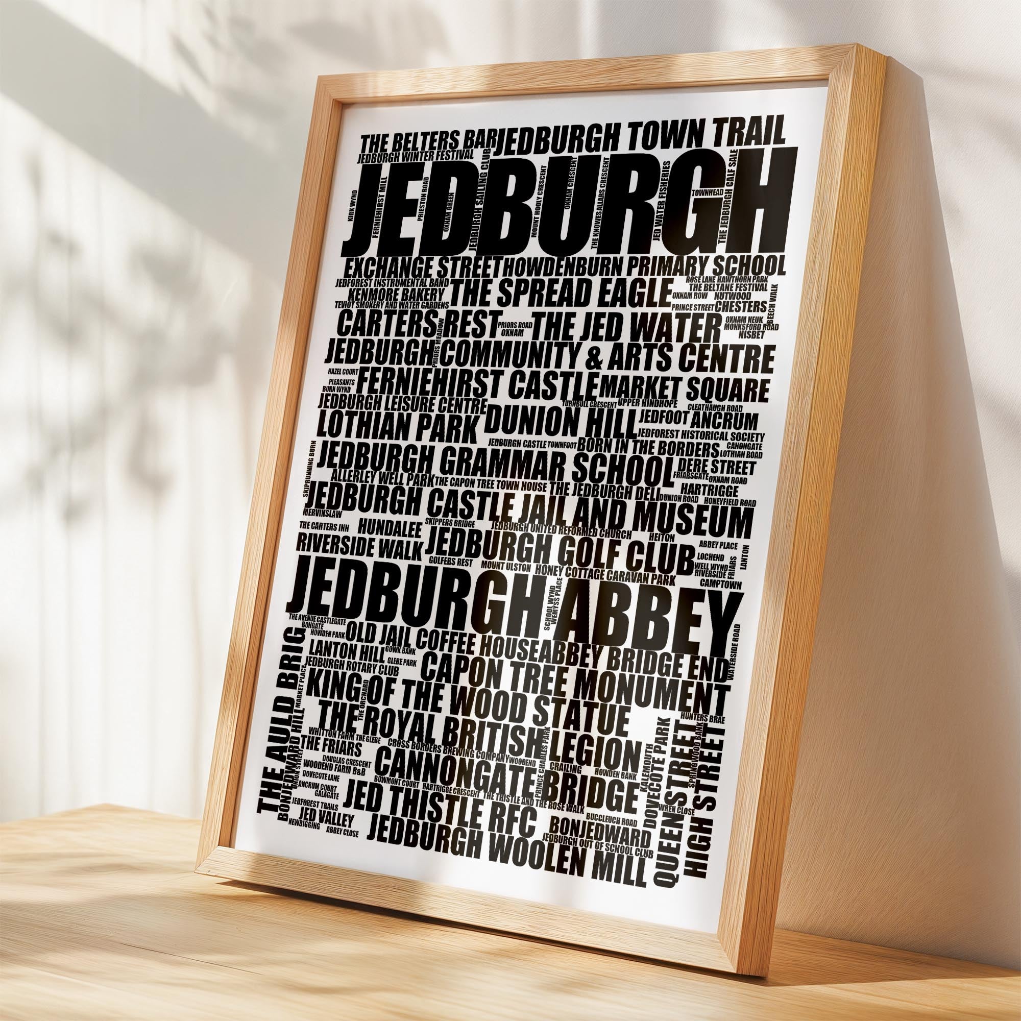 Jedburgh - Premium Typographic Word Cloud Prints, Posters & Gifts