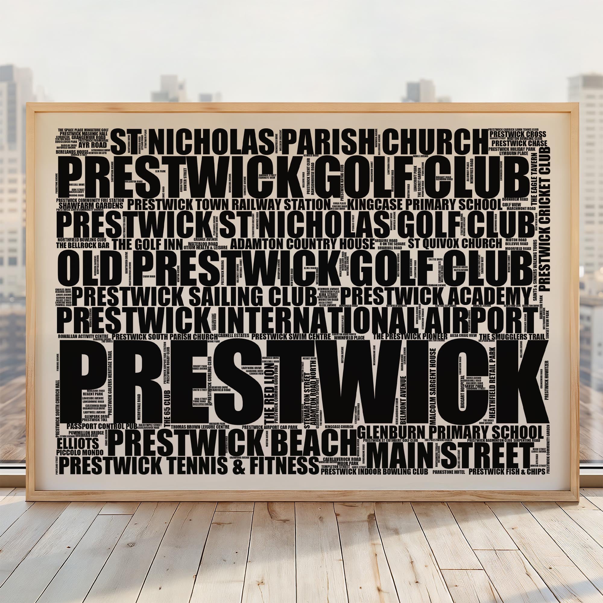 Prestwick - Premium Typographic Word Cloud Prints, Posters & Gifts