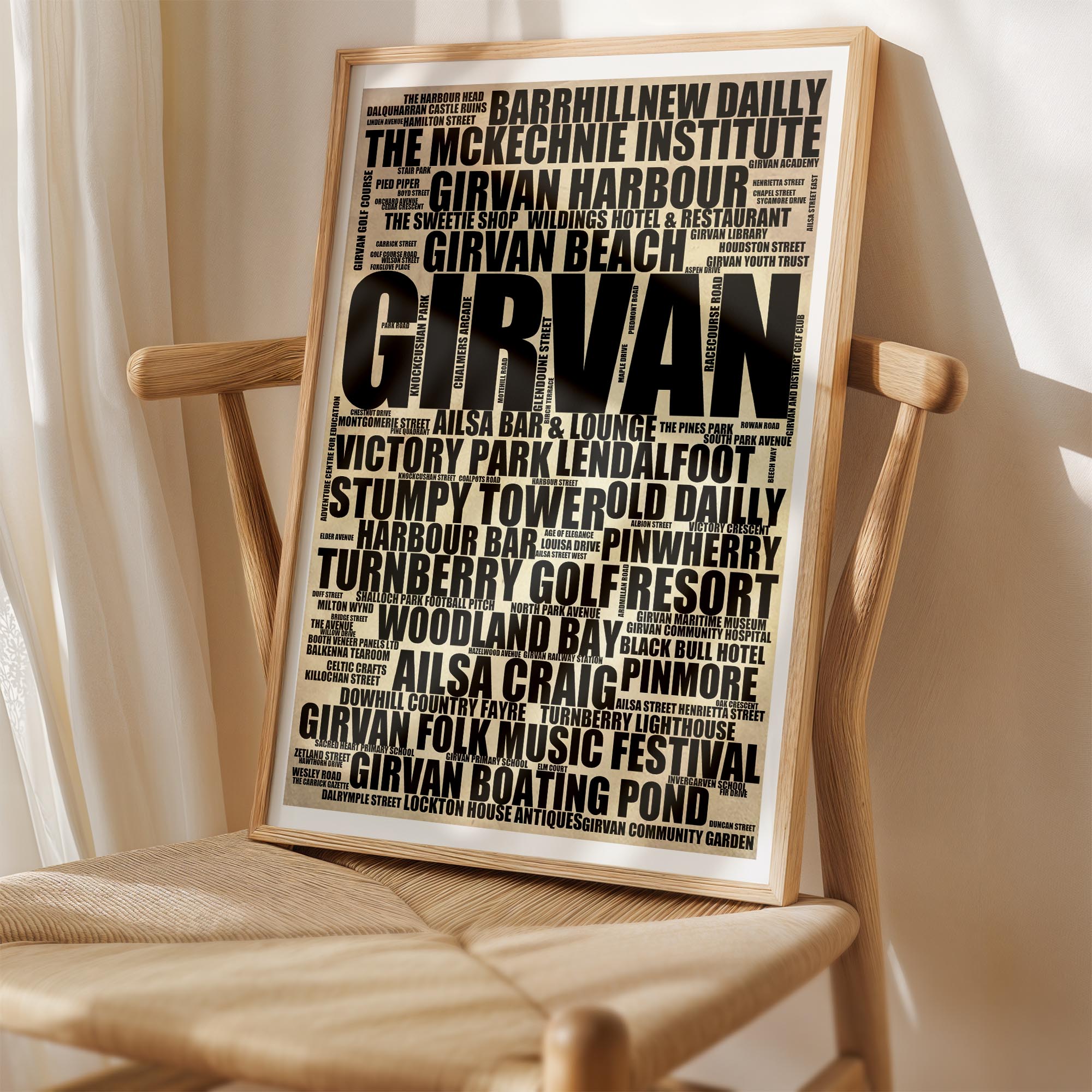 Girvan - Premium Typographic Word Cloud Prints, Posters & Gifts