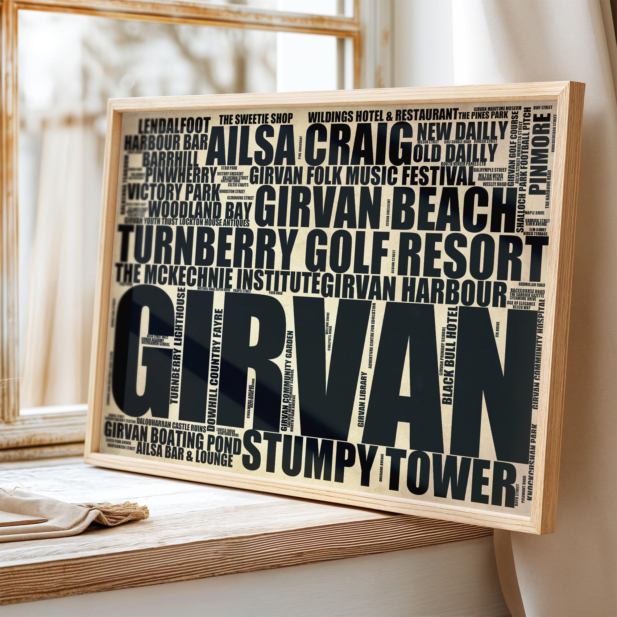 Girvan - Premium Typographic Word Cloud Prints, Posters & Gifts