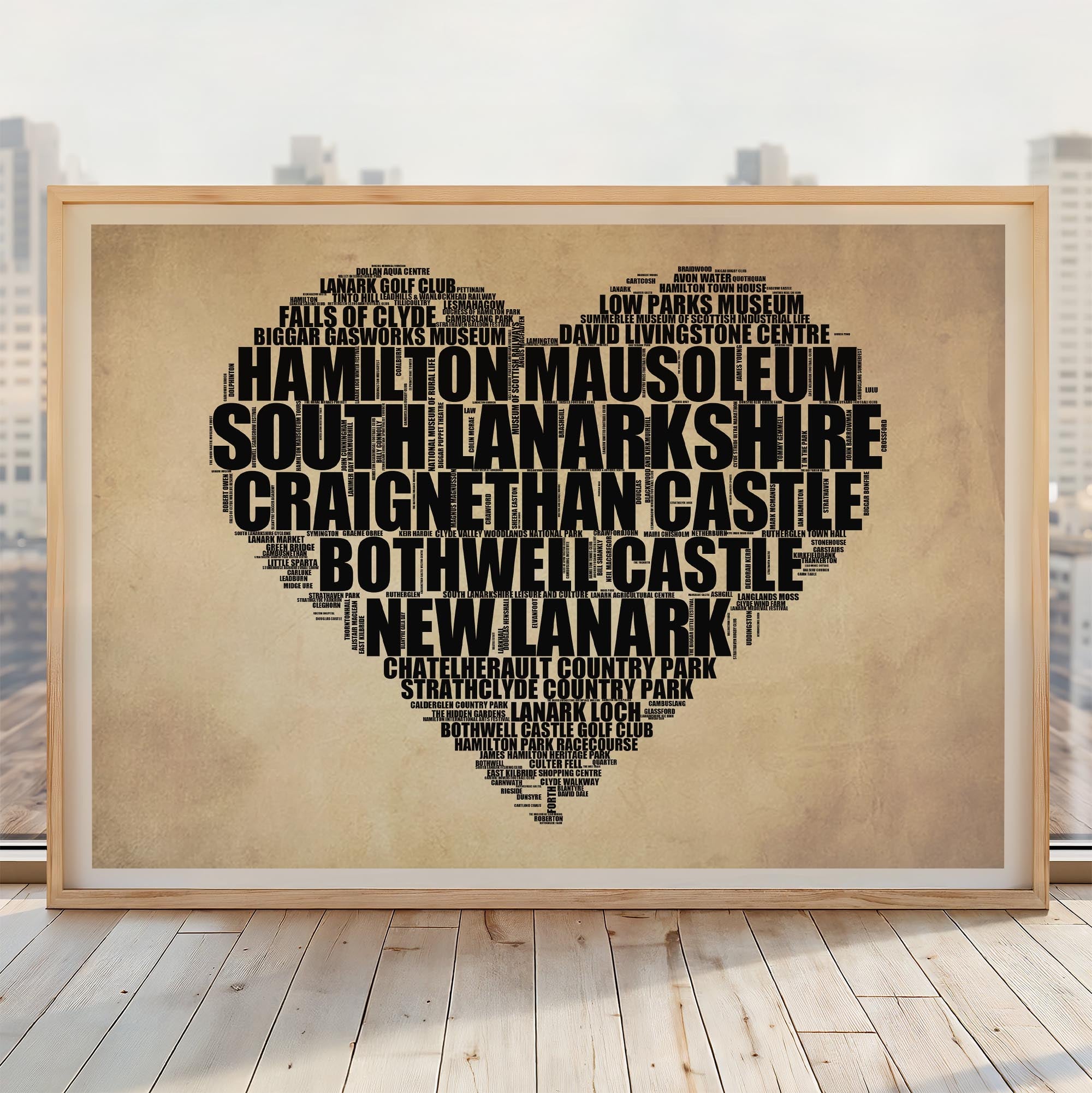 South Lanarkshire - Premium Typographic Word Cloud Prints, Posters & Gifts