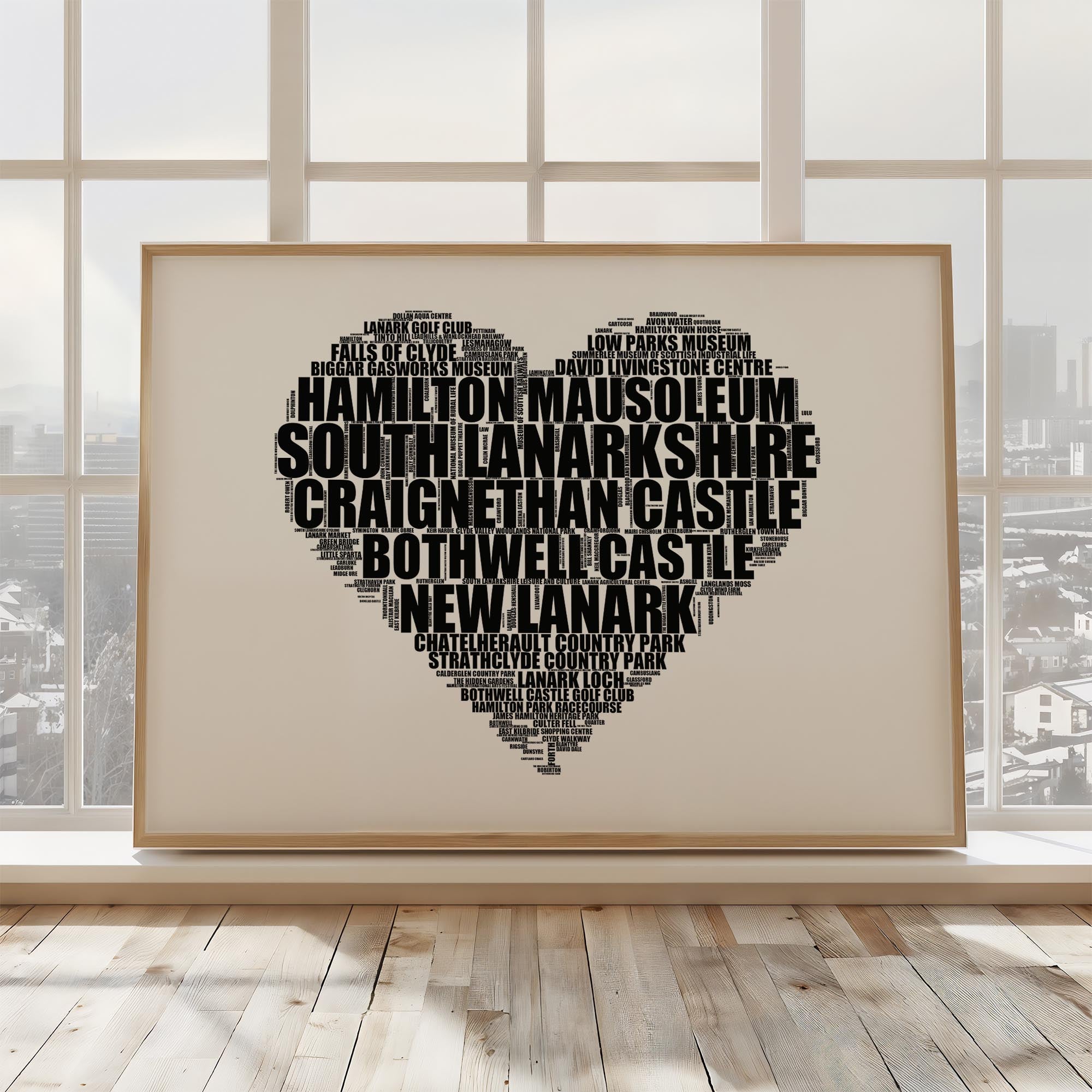 South Lanarkshire - Premium Typographic Word Cloud Prints, Posters & Gifts