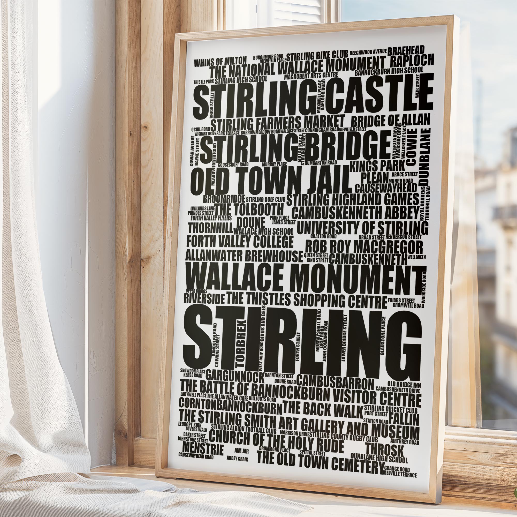 Stirling - Premium Typographic Word Cloud Prints, Posters & Gifts