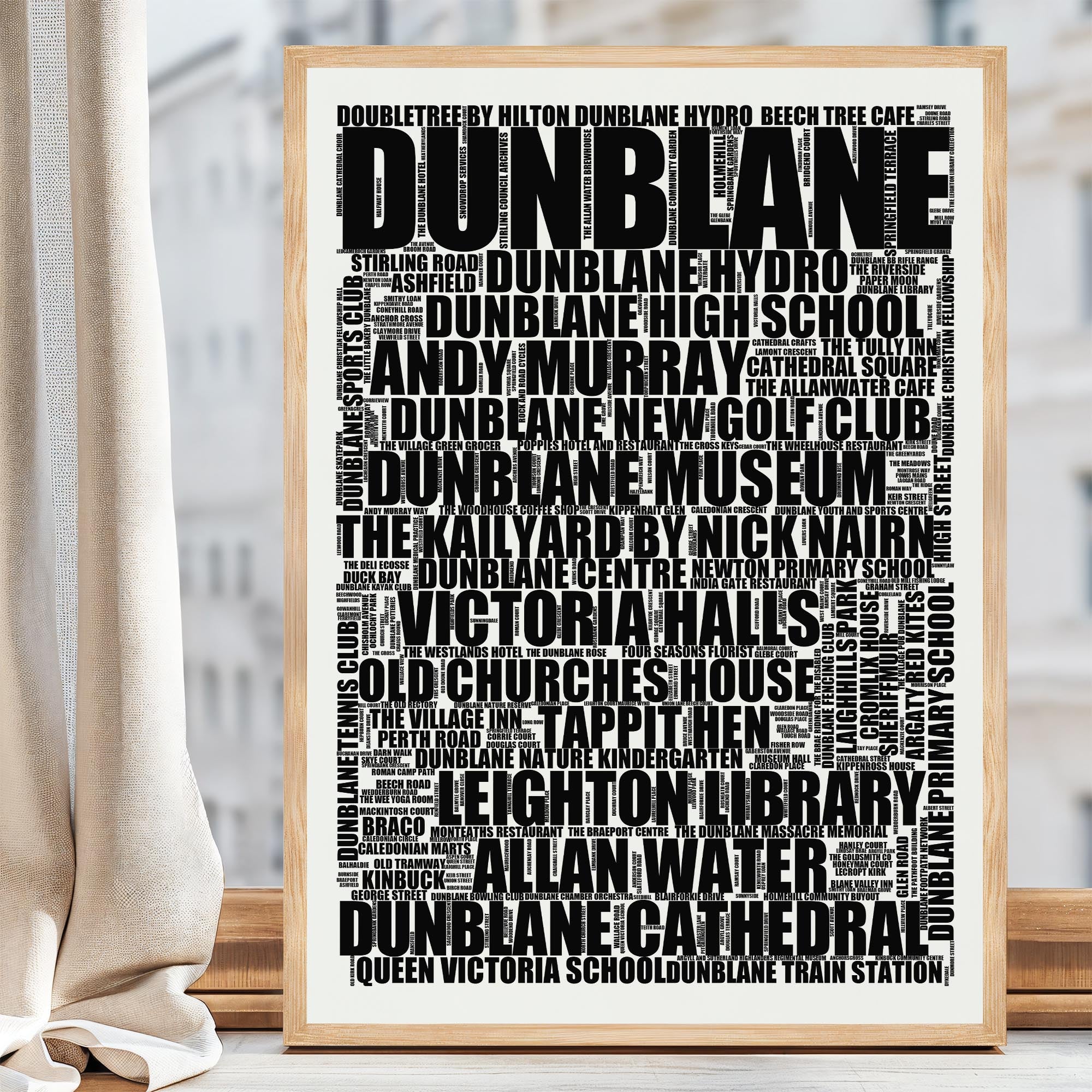 Dunblane - Premium Typographic Word Cloud Prints, Posters & Gifts