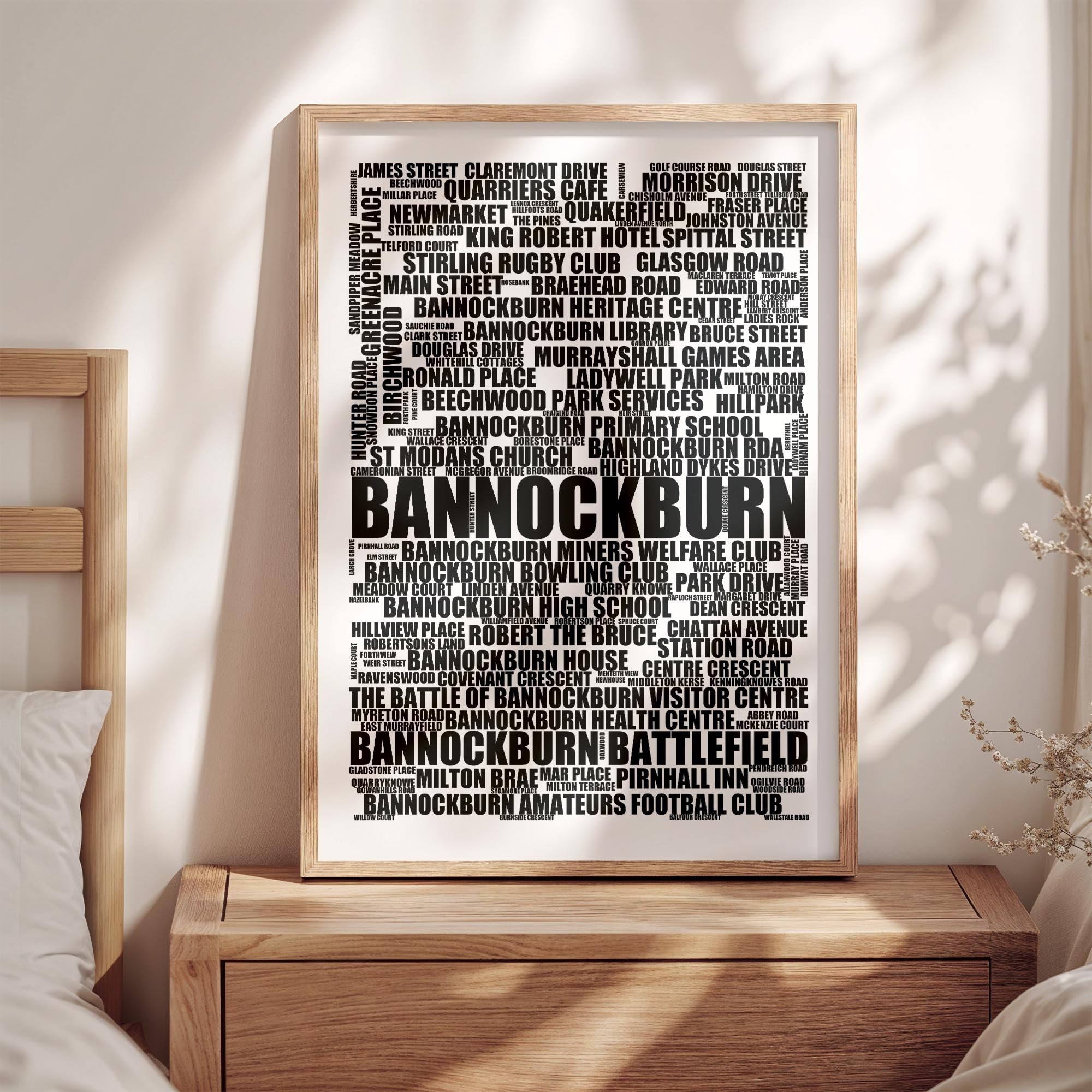 Bannockburn - Premium Typographic Word Cloud Prints, Posters & Gifts