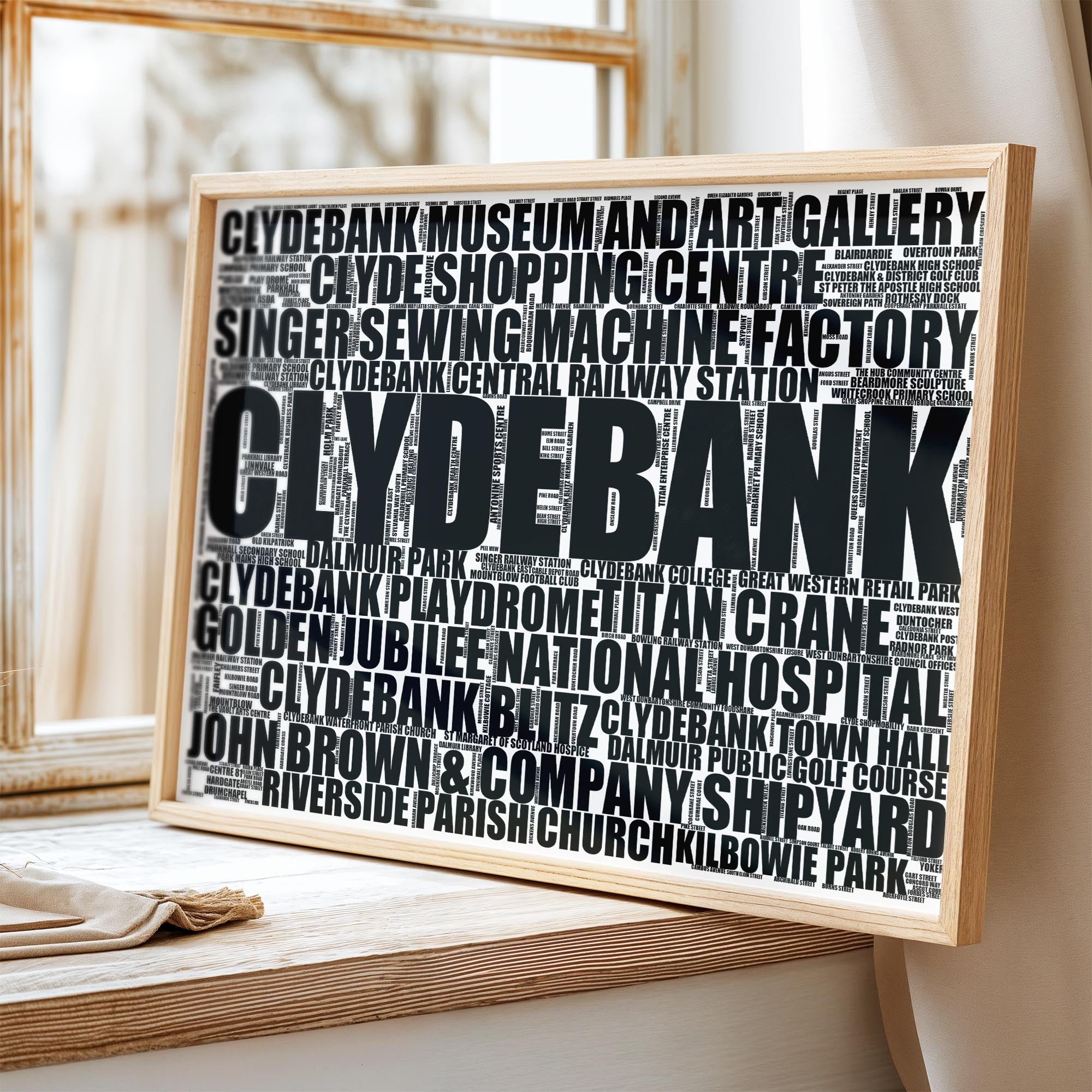 Clydebank - Premium Typographic Word Cloud Prints, Posters & Gifts