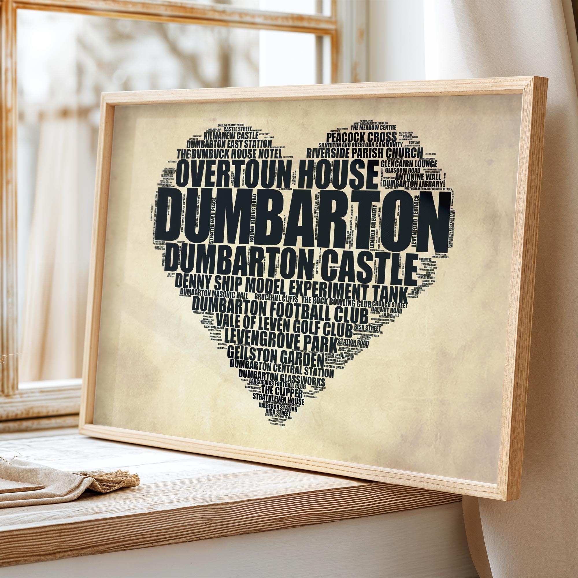 Dumbarton - Premium Typographic Word Cloud Prints, Posters & Gifts