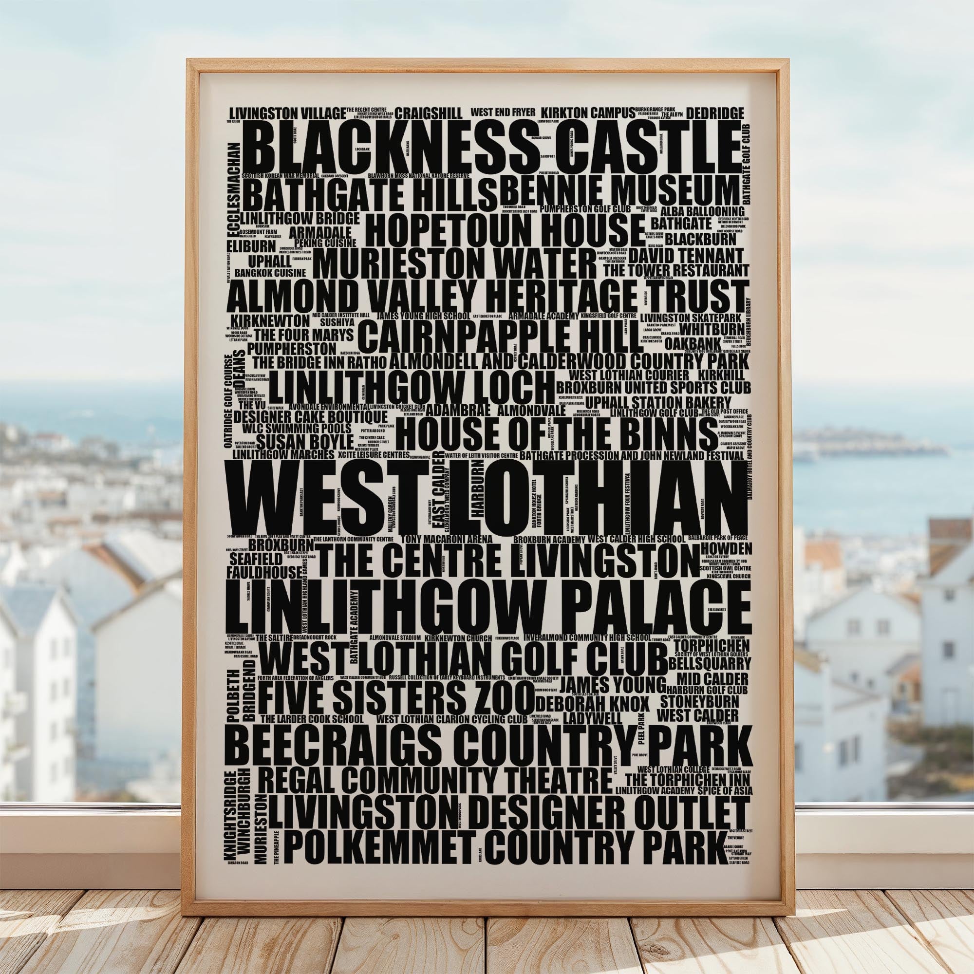 West Lothian - Premium Typographic Word Cloud Prints, Posters & Gifts