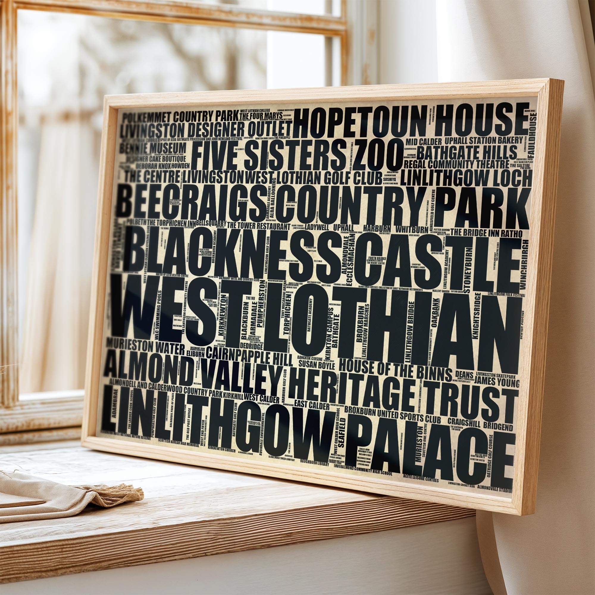 West Lothian - Premium Typographic Word Cloud Prints, Posters & Gifts