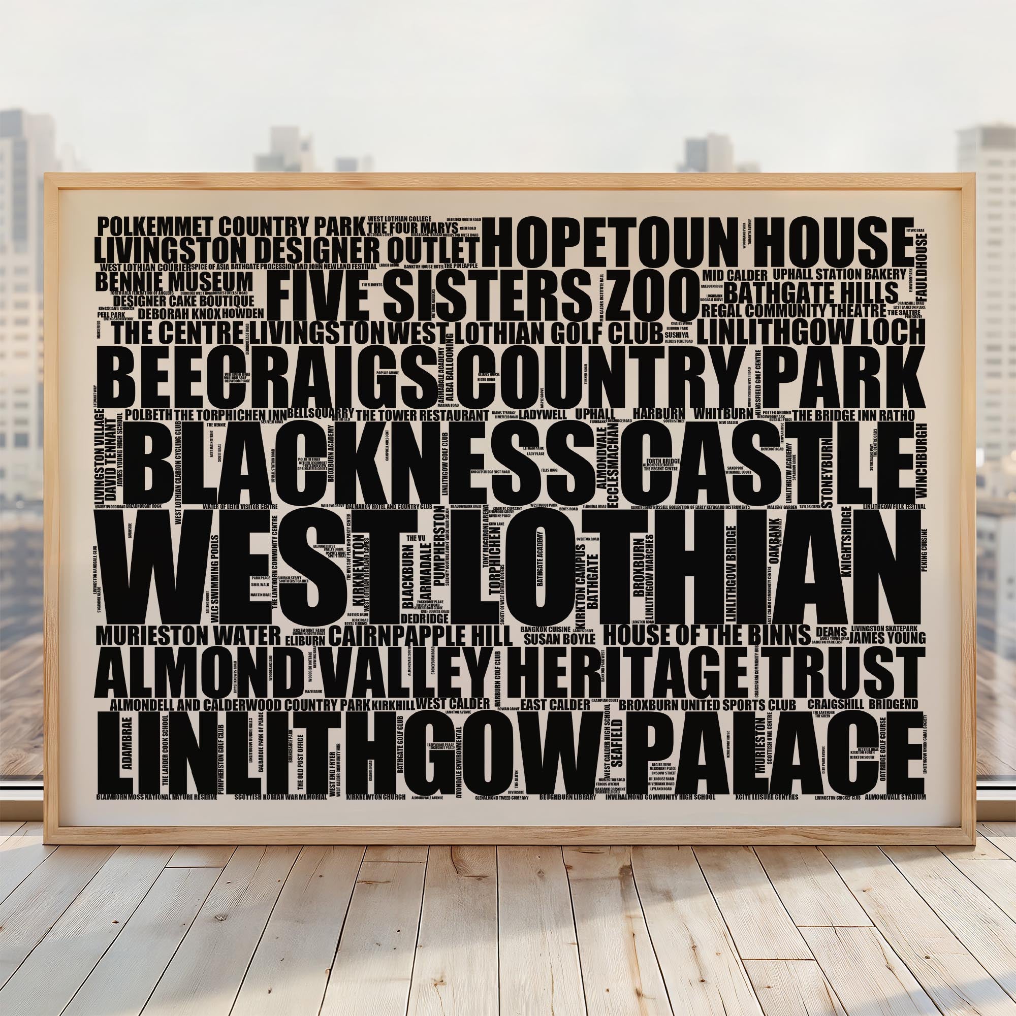 West Lothian - Premium Typographic Word Cloud Prints, Posters & Gifts