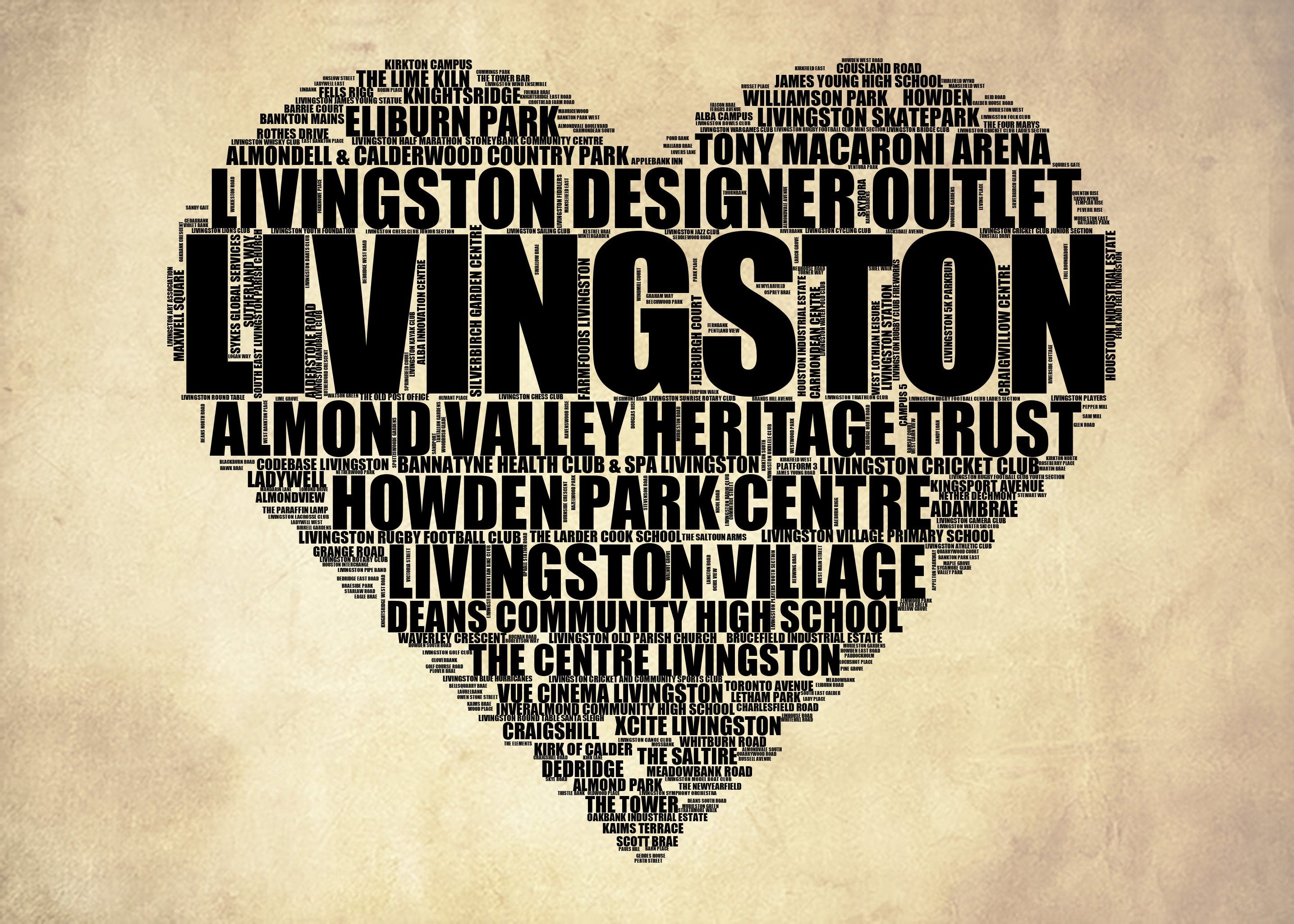 Livingston - Premium Typographic Word Cloud Prints, Posters & Gifts