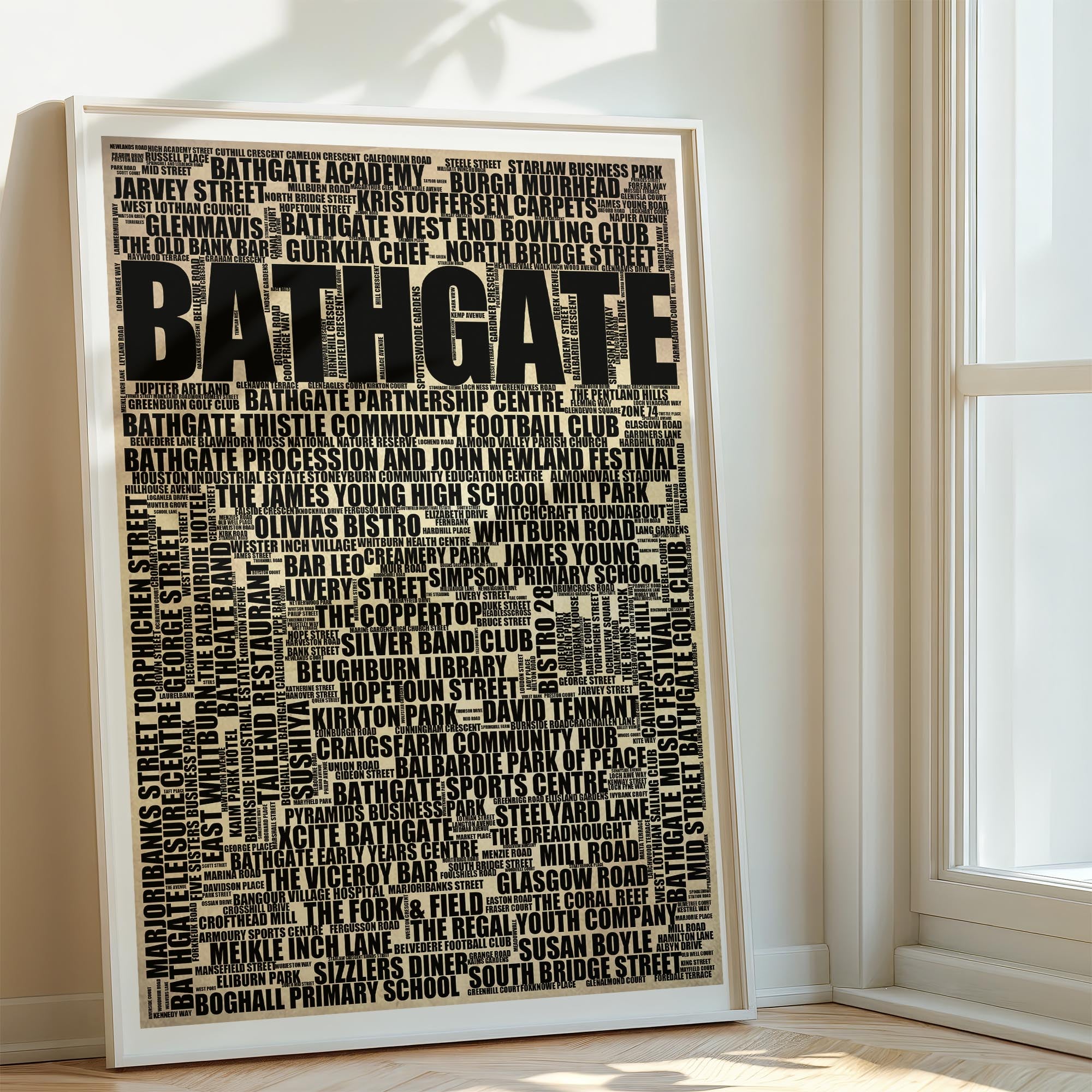 Bathgate - Premium Typographic Word Cloud Prints, Posters & Gifts