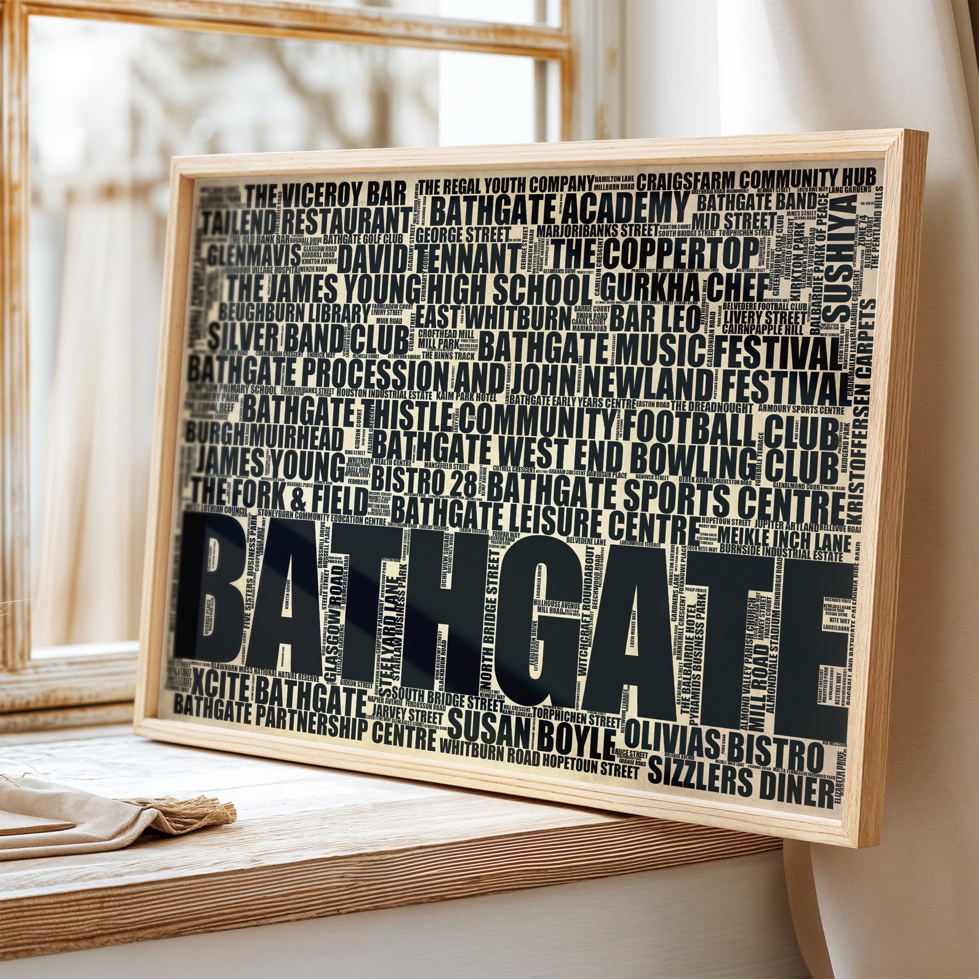 Bathgate - Premium Typographic Word Cloud Prints, Posters & Gifts