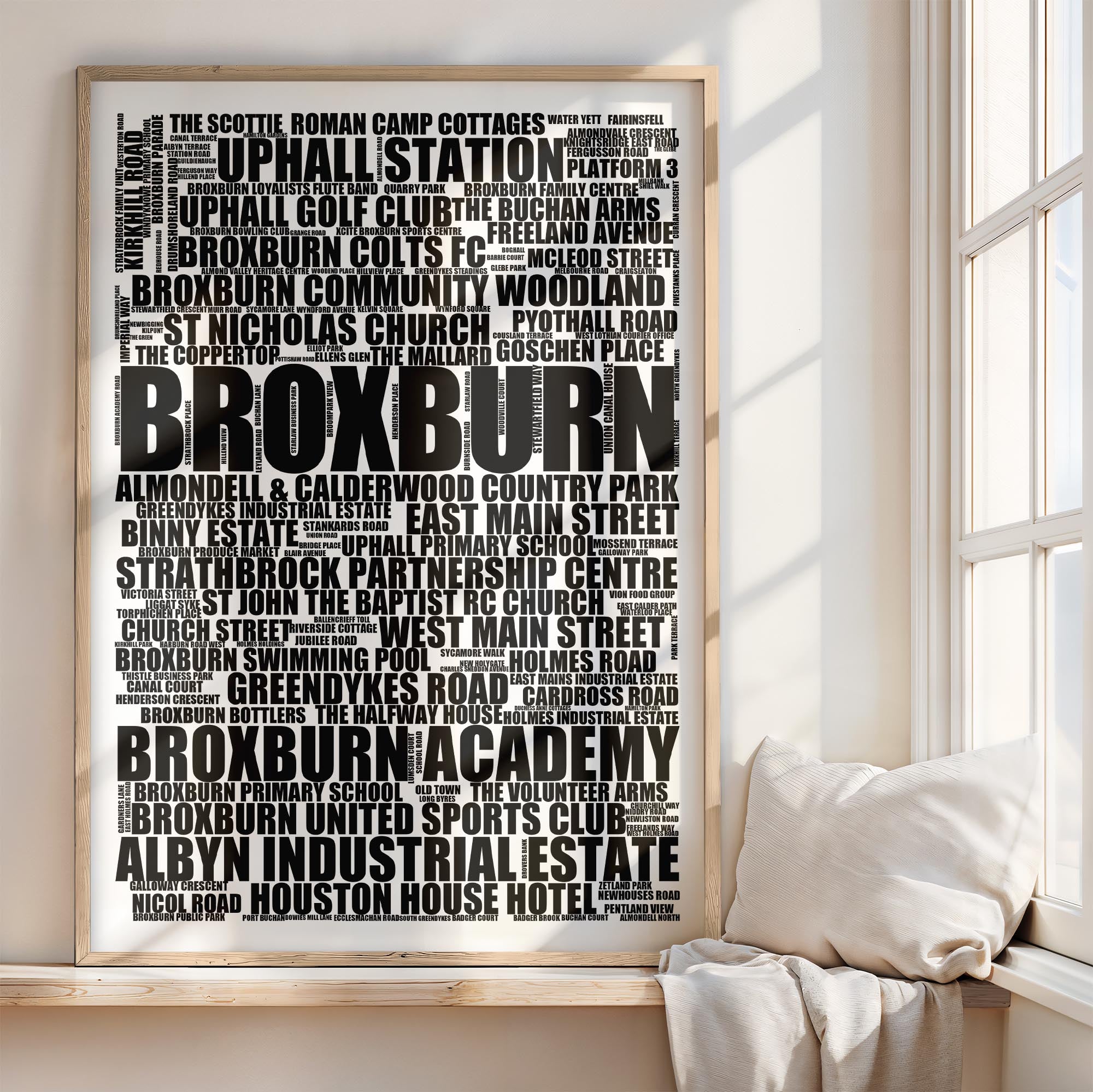 Broxburn - Premium Typographic Word Cloud Prints, Posters & Gifts