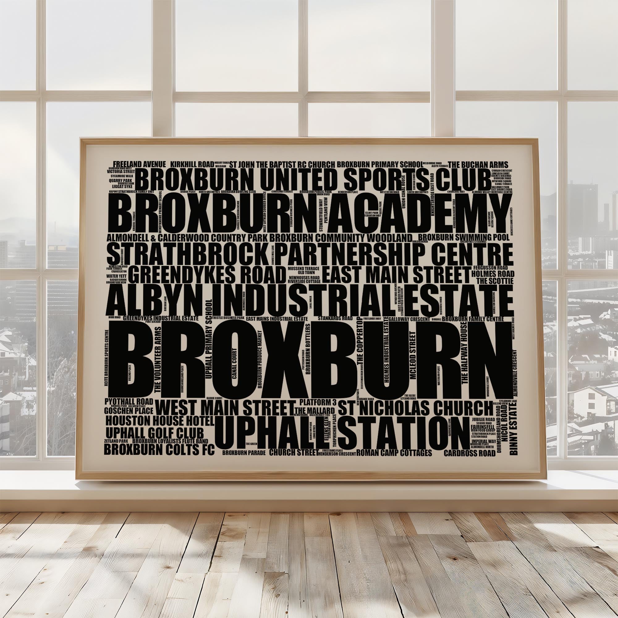 Broxburn - Premium Typographic Word Cloud Prints, Posters & Gifts