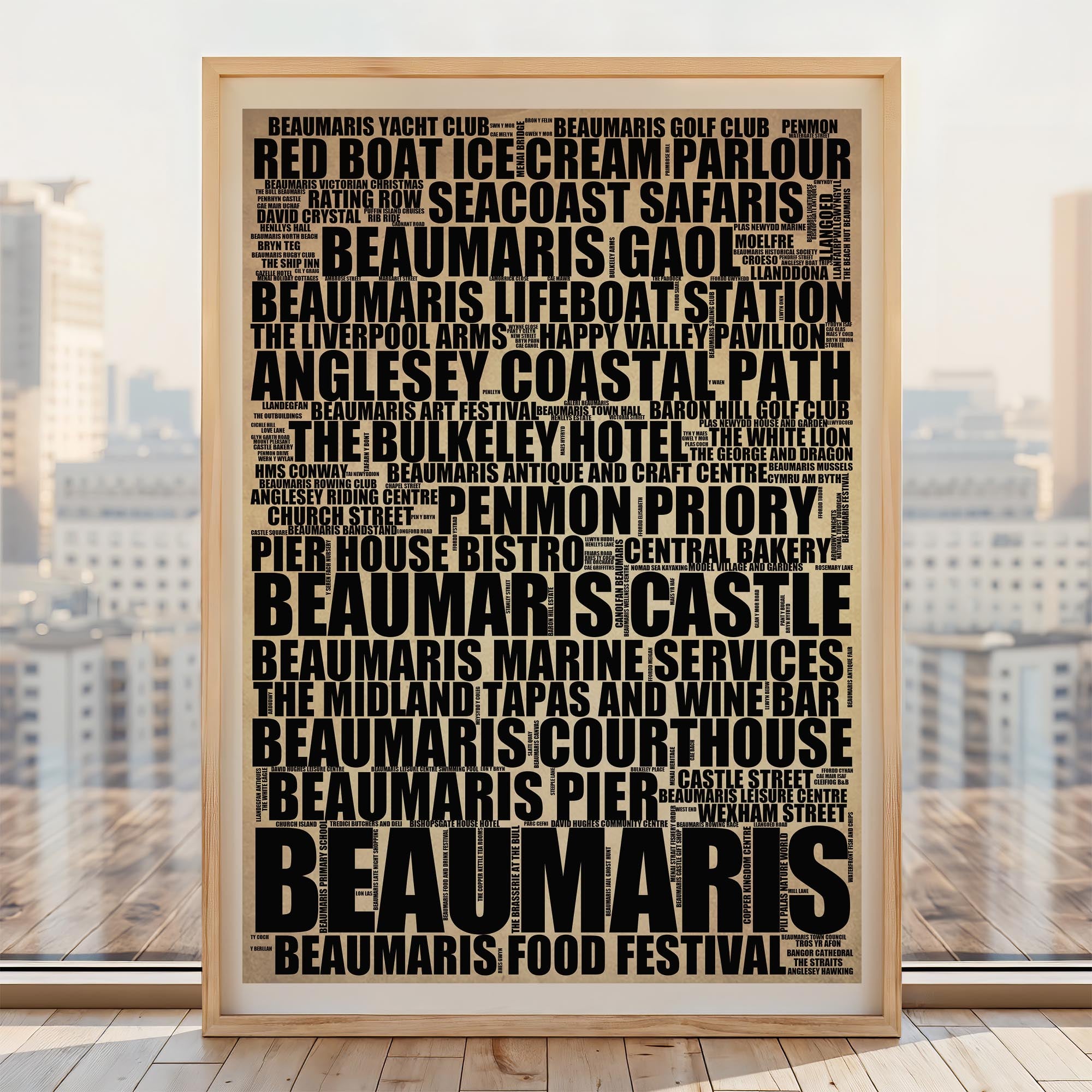 Beaumaris - Premium Typographic Word Cloud Prints, Posters & Gifts