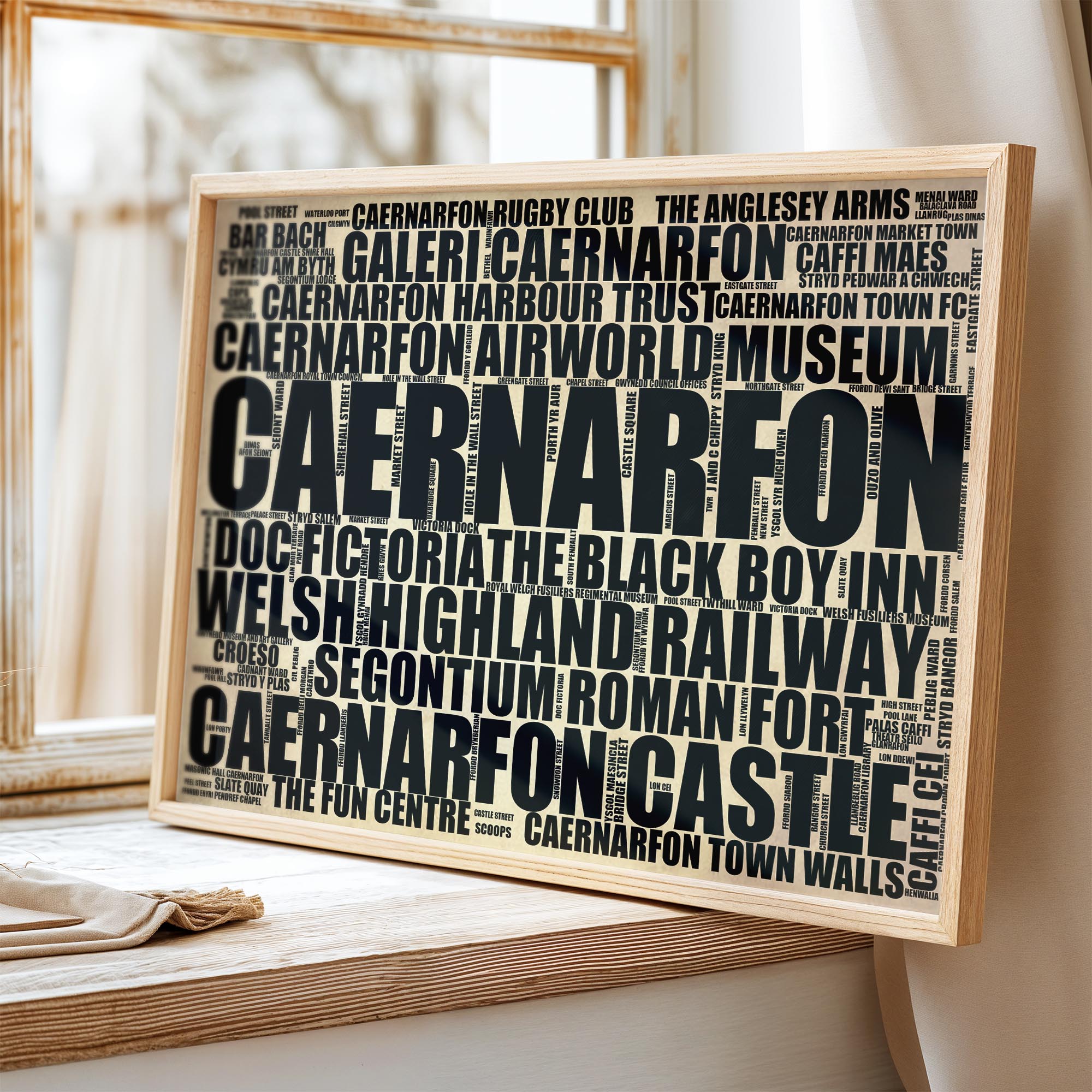 Caernarfon - Premium Typographic Word Cloud Prints, Posters & Gifts