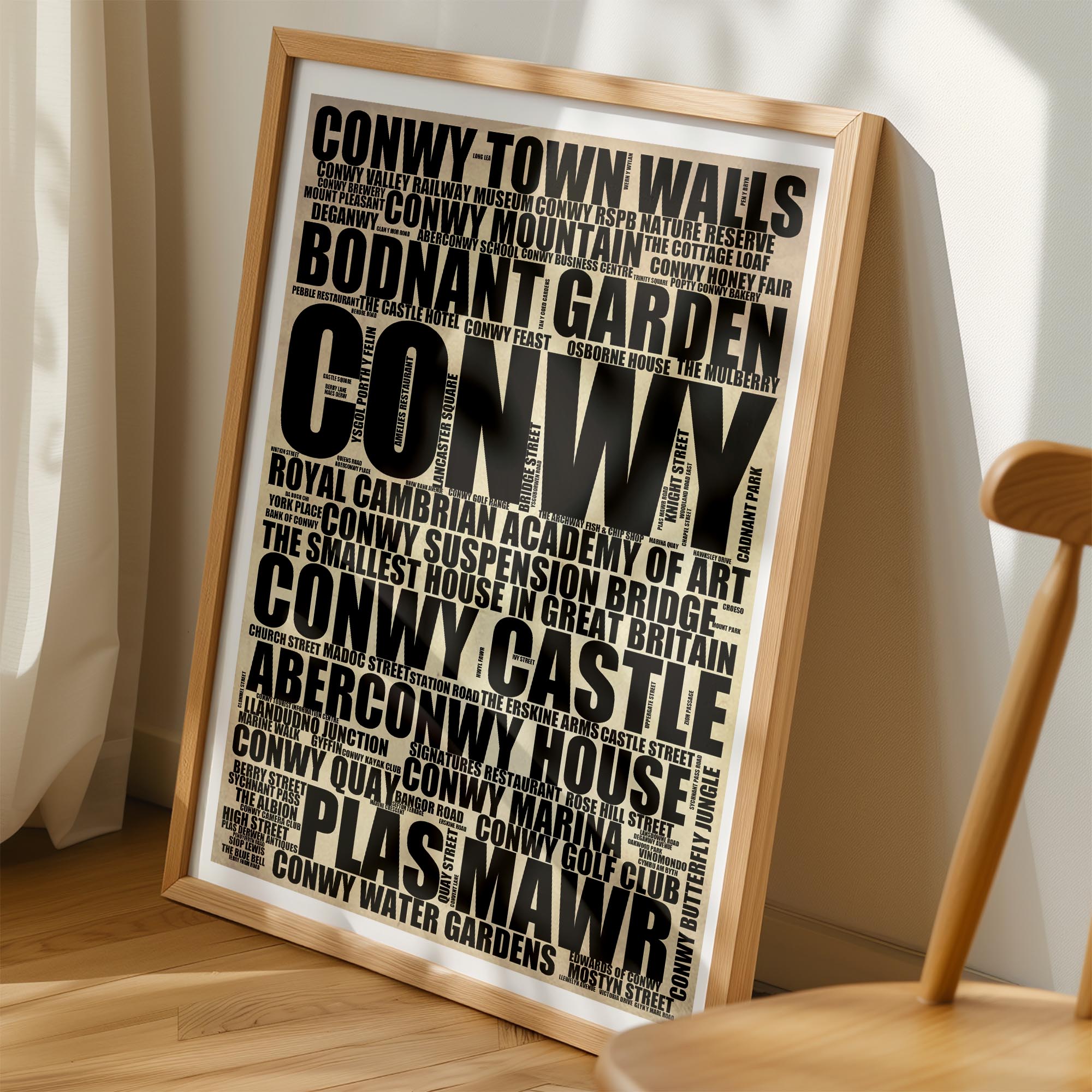 Conwy - Premium Typographic Word Cloud Prints, Posters & Gifts