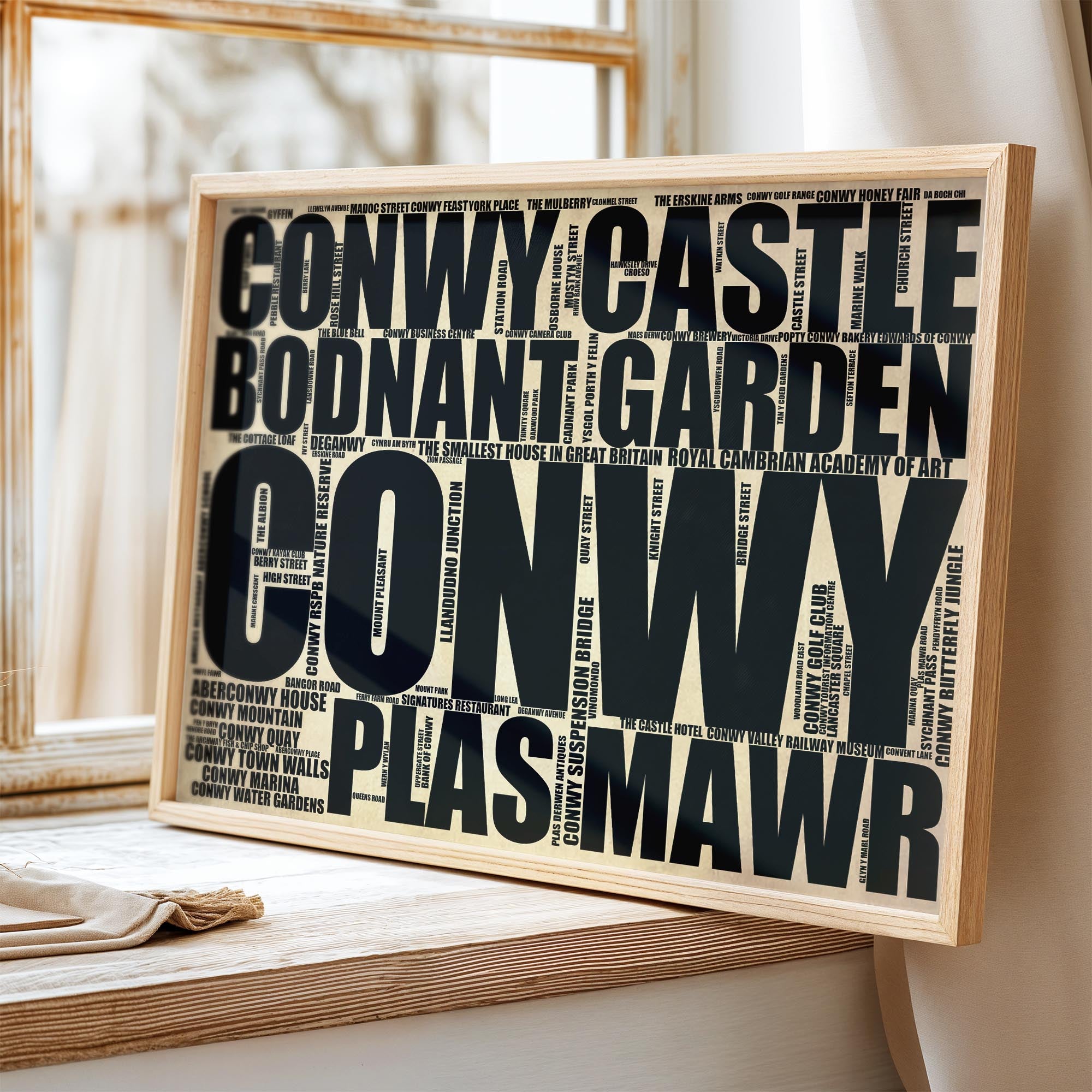 Conwy - Premium Typographic Word Cloud Prints, Posters & Gifts