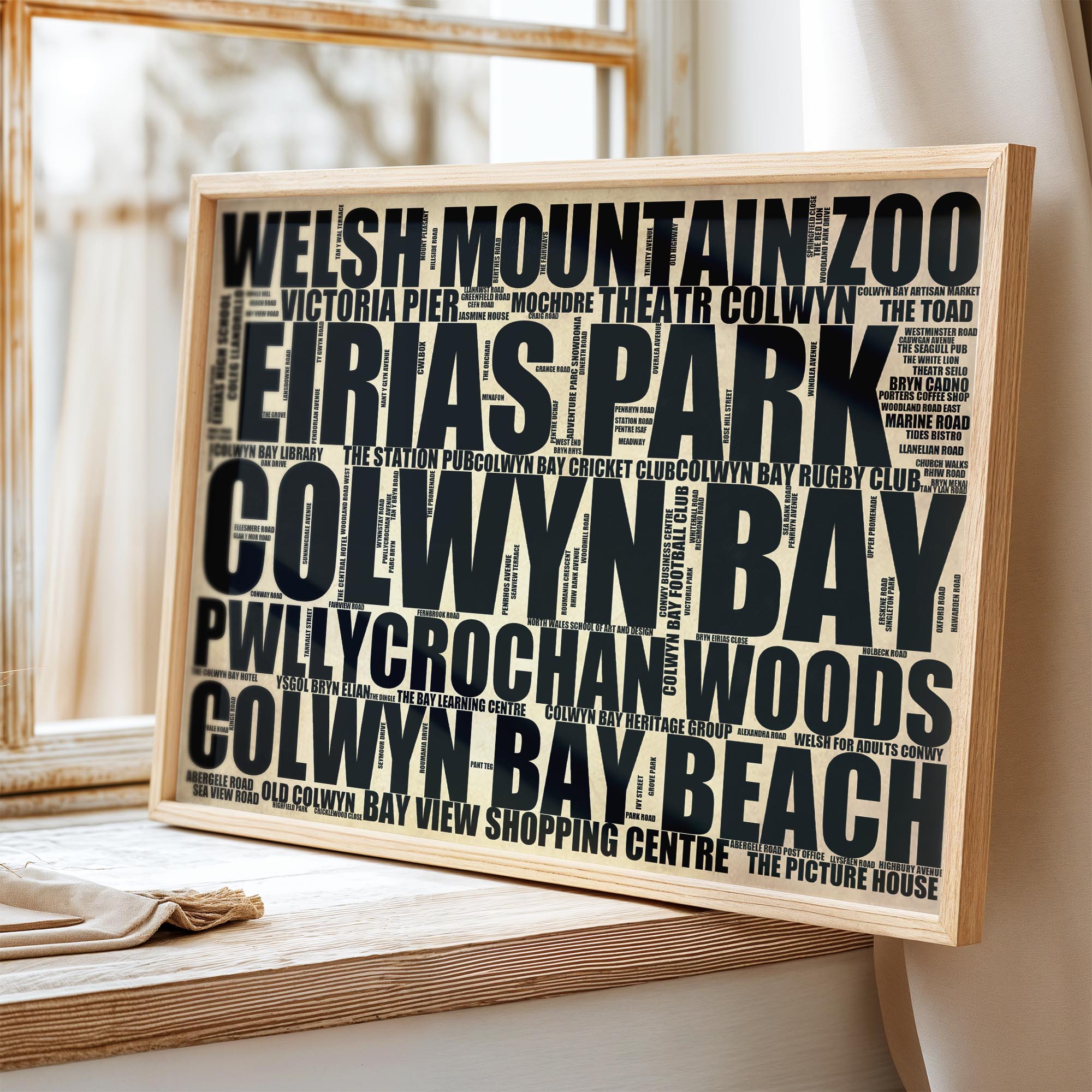 Colwyn Bay - Premium Typographic Word Cloud Prints, Posters & Gifts