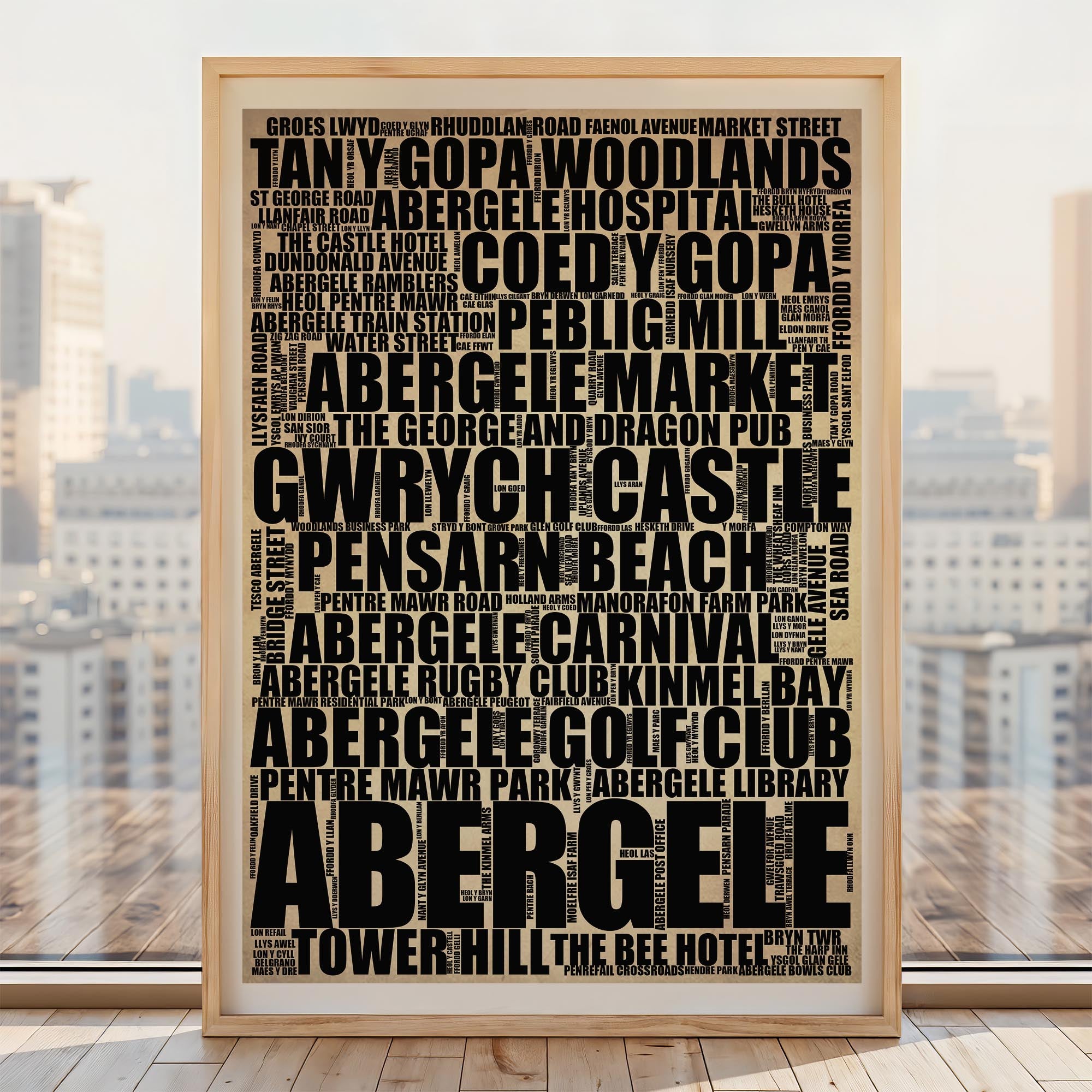 Abergele - Premium Typographic Word Cloud Prints, Posters & Gifts