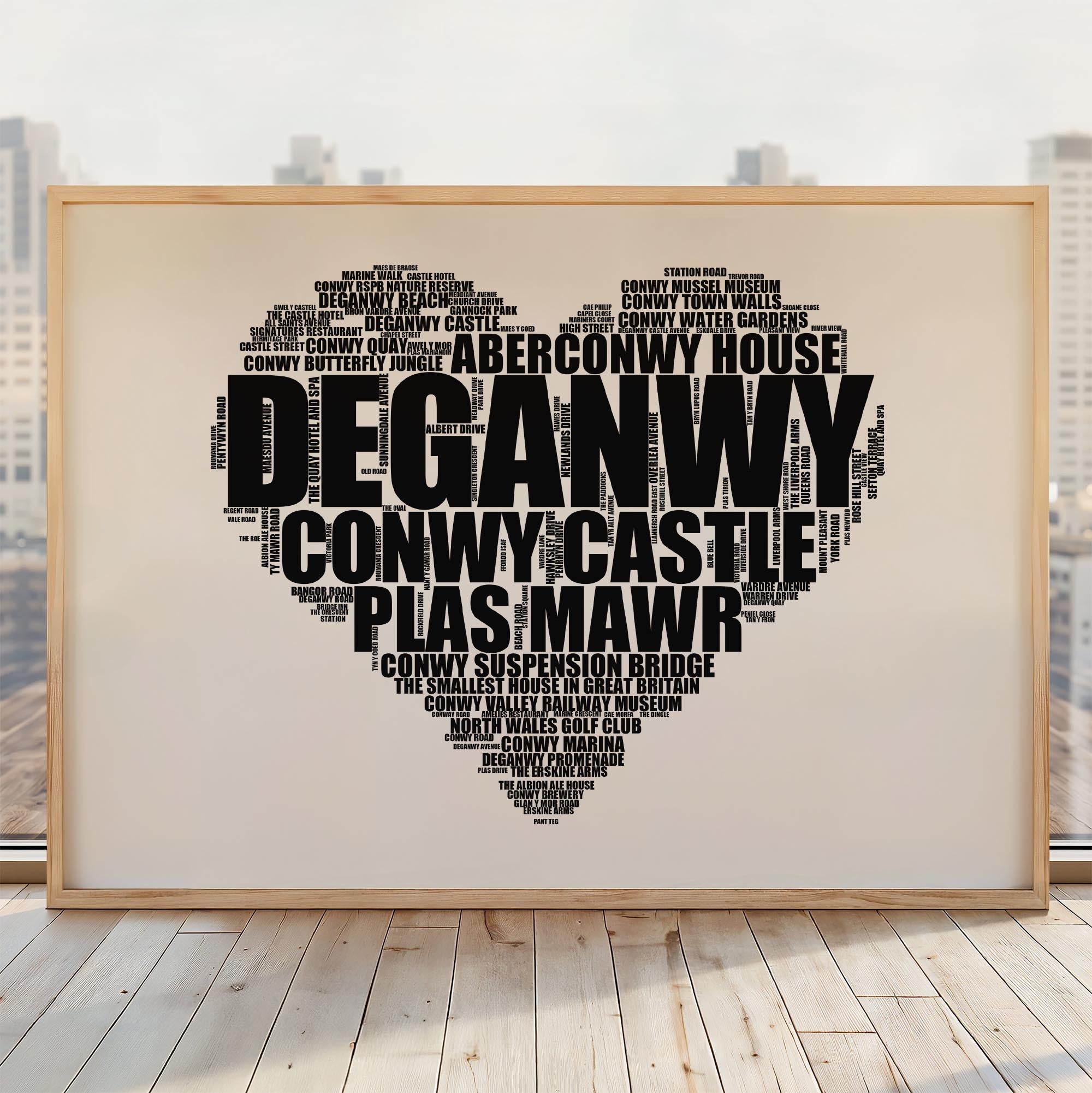 Deganwy - Premium Typographic Word Cloud Prints, Posters & Gifts