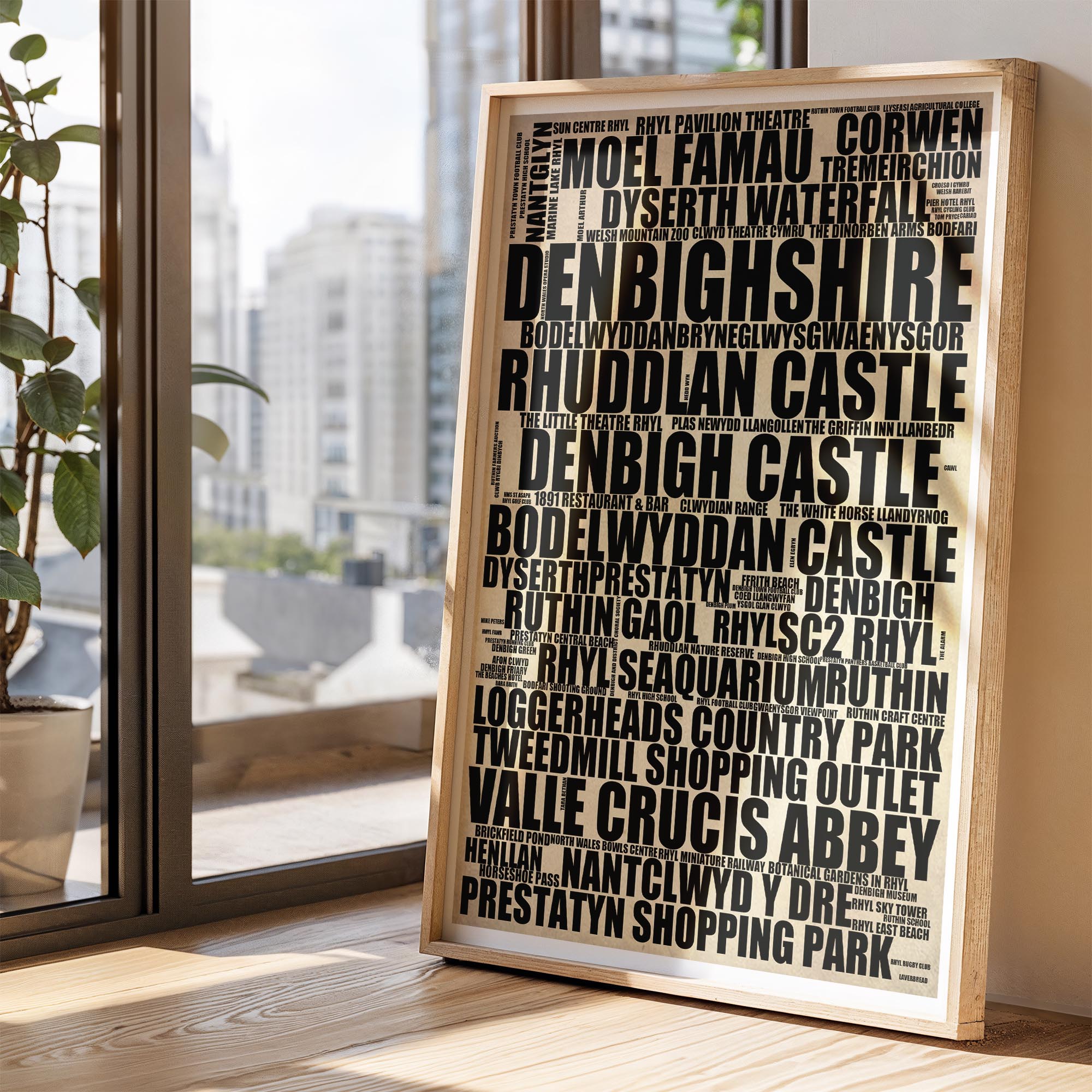 Denbighshire - Premium Typographic Word Cloud Prints, Posters & Gifts