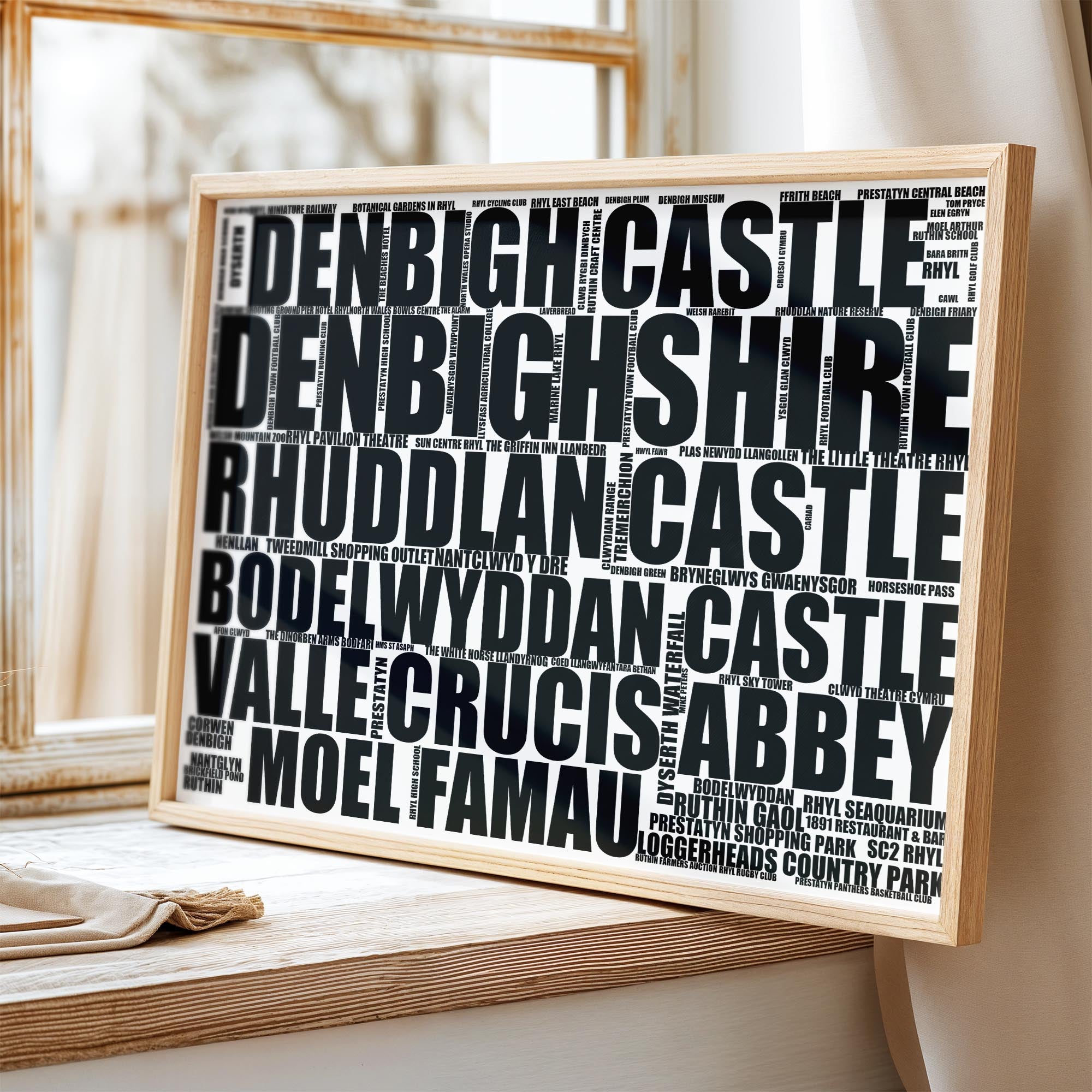 Denbighshire - Premium Typographic Word Cloud Prints, Posters & Gifts