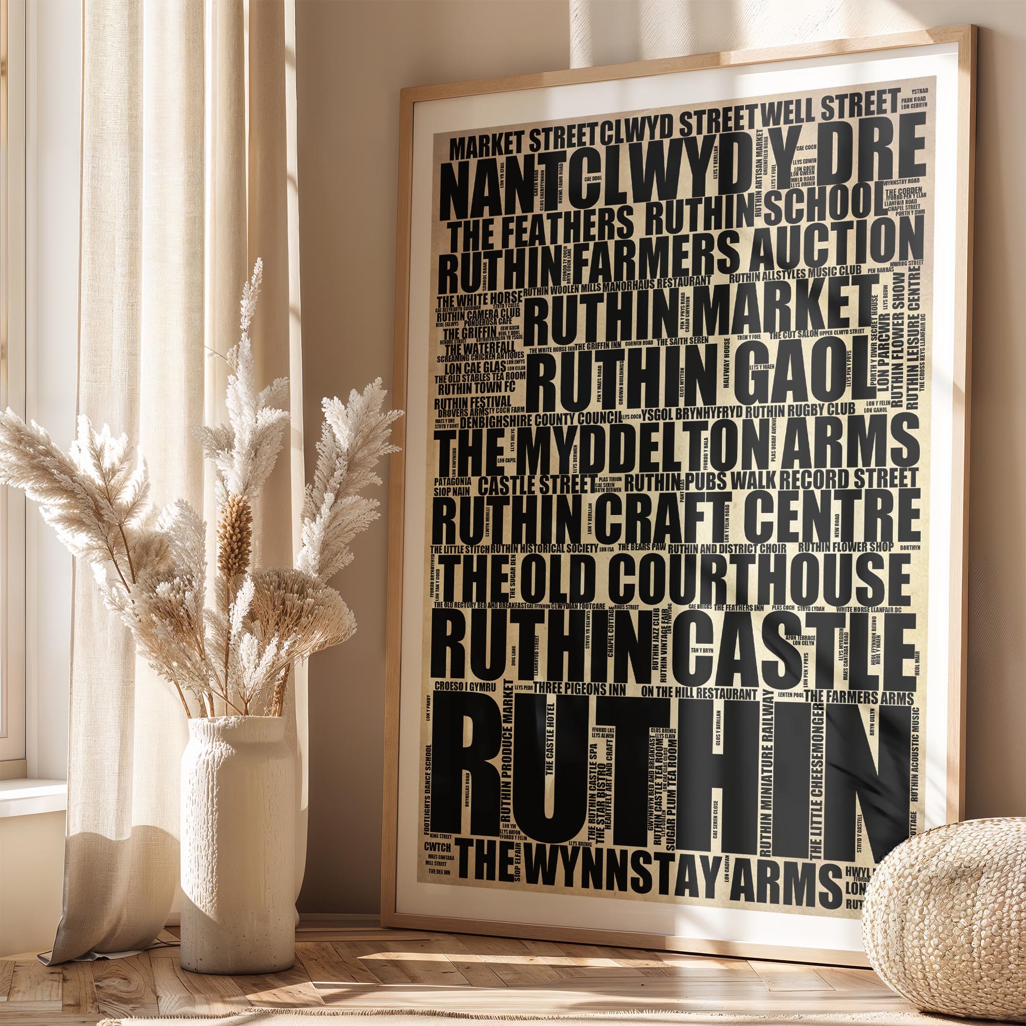 Ruthin - Premium Typographic Word Cloud Prints, Posters & Gifts