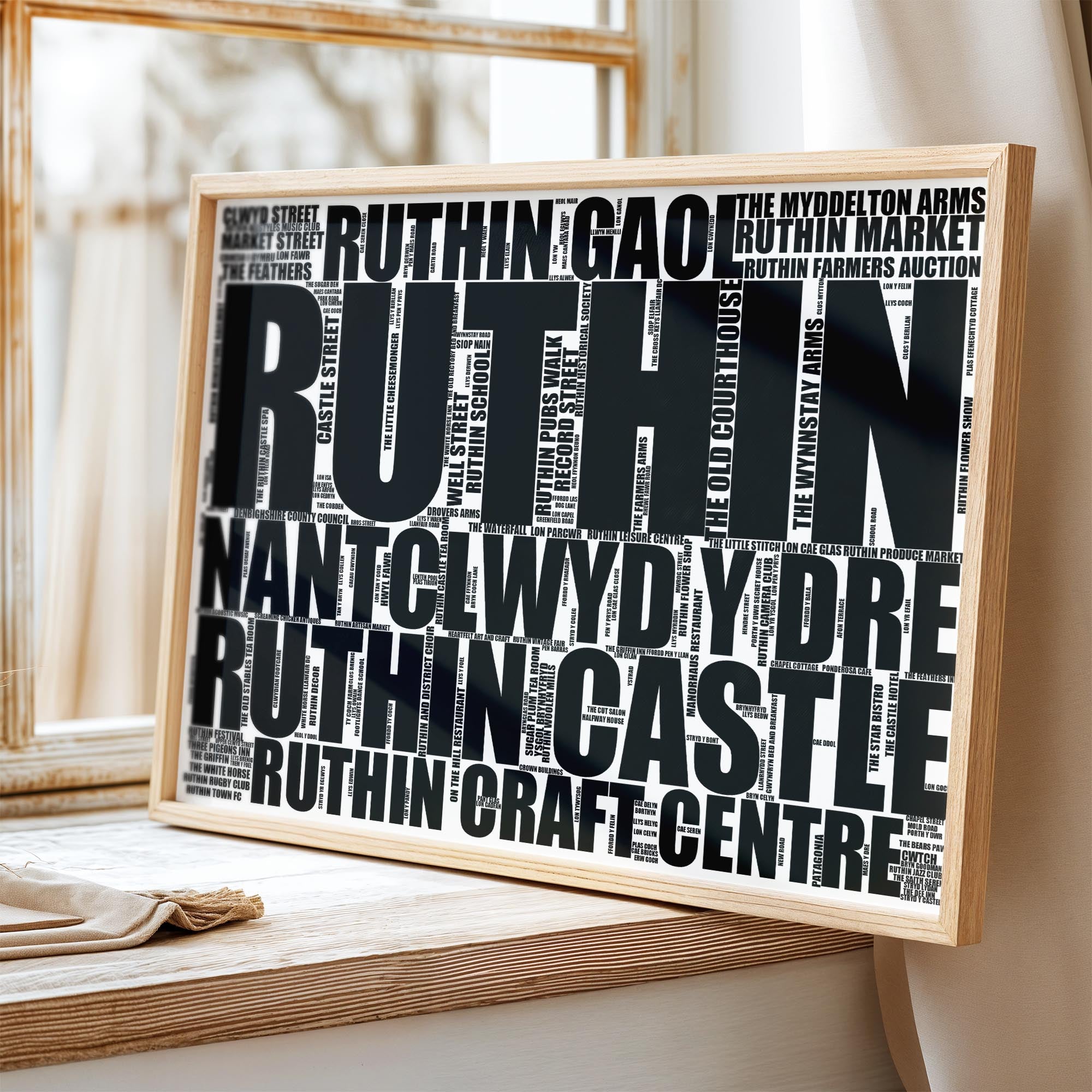 Ruthin - Premium Typographic Word Cloud Prints, Posters & Gifts