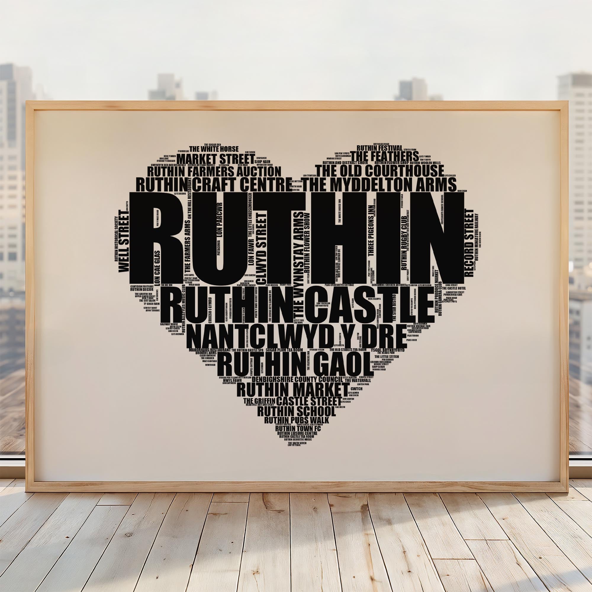 Ruthin - Premium Typographic Word Cloud Prints, Posters & Gifts