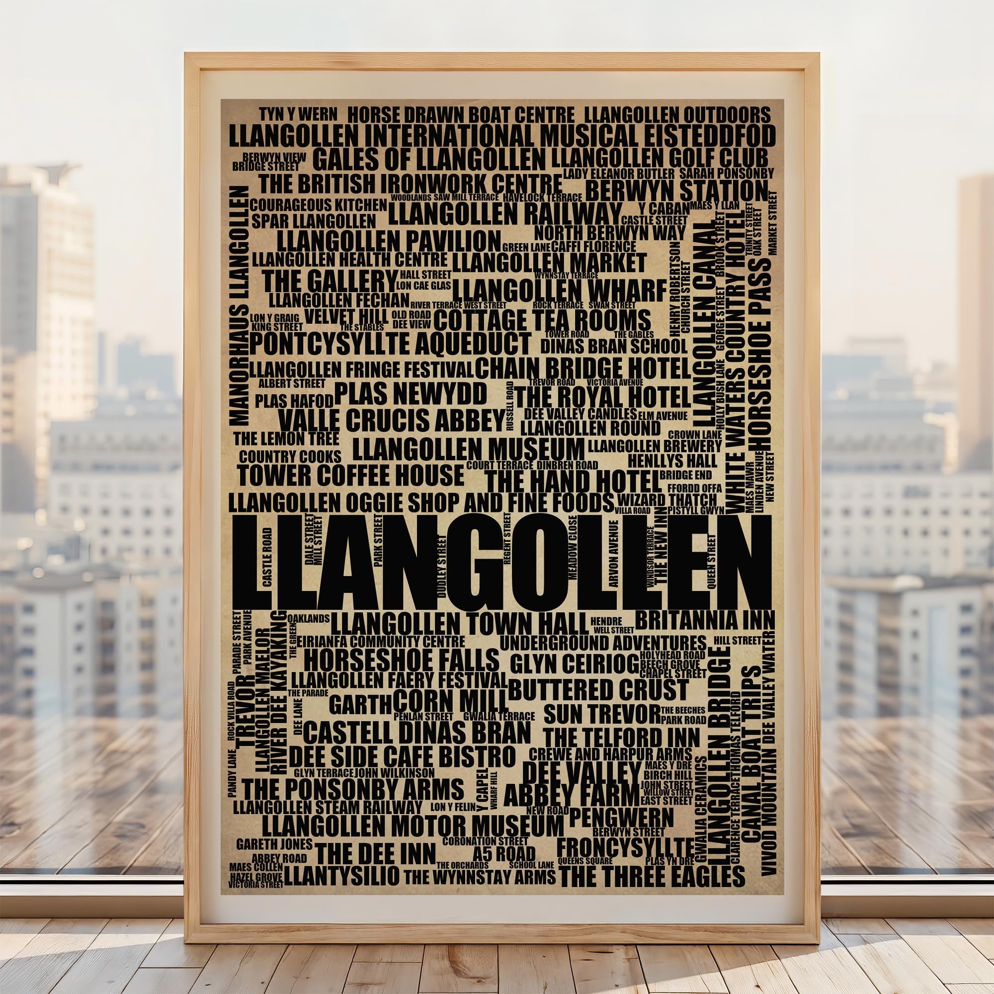 Llangollen - Premium Typographic Word Cloud Prints, Posters & Gifts