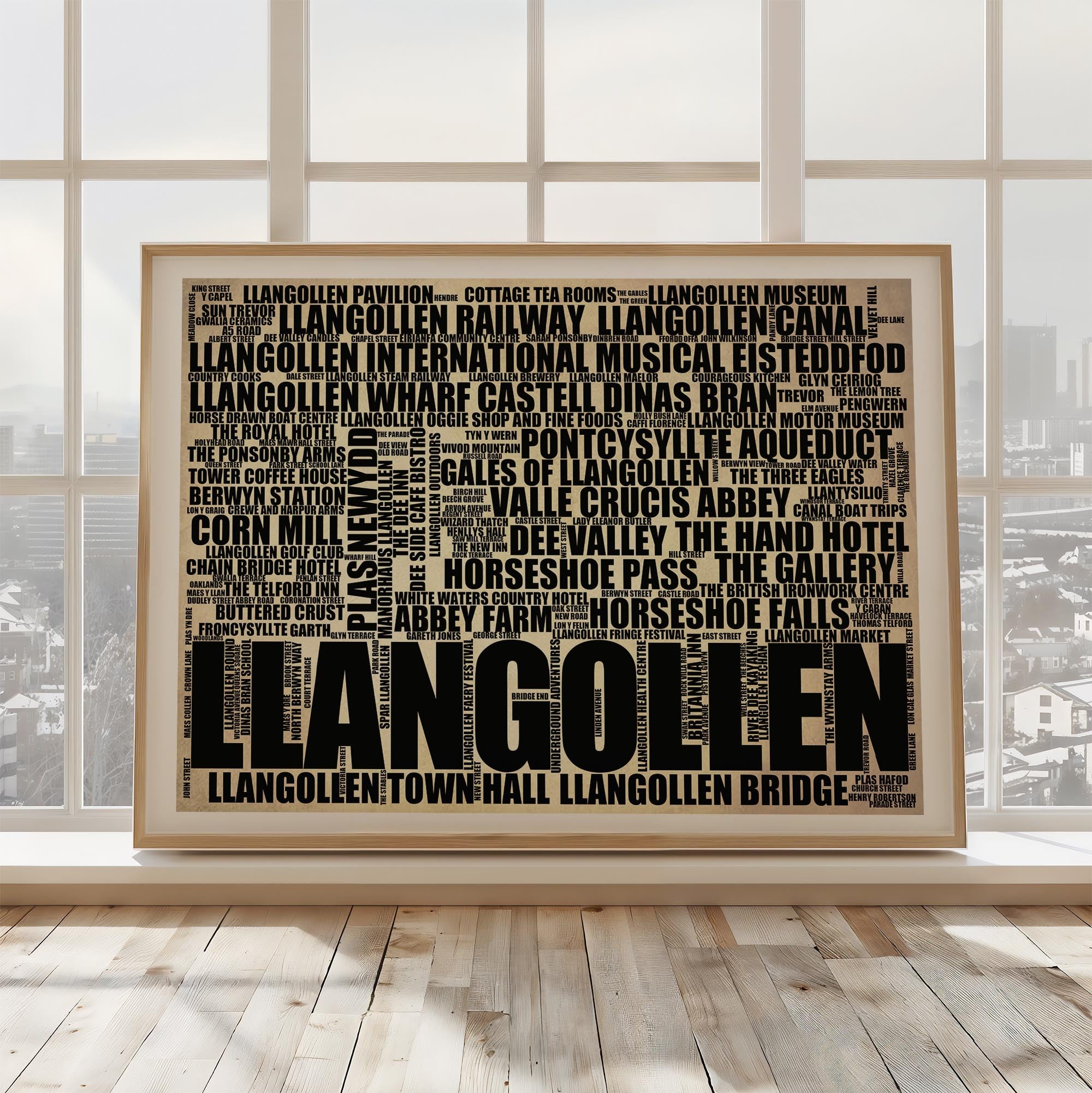 Llangollen - Premium Typographic Word Cloud Prints, Posters & Gifts